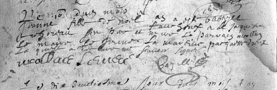 1655 baptism of Jeanne Faucheux (Archives départementales du Loiret)