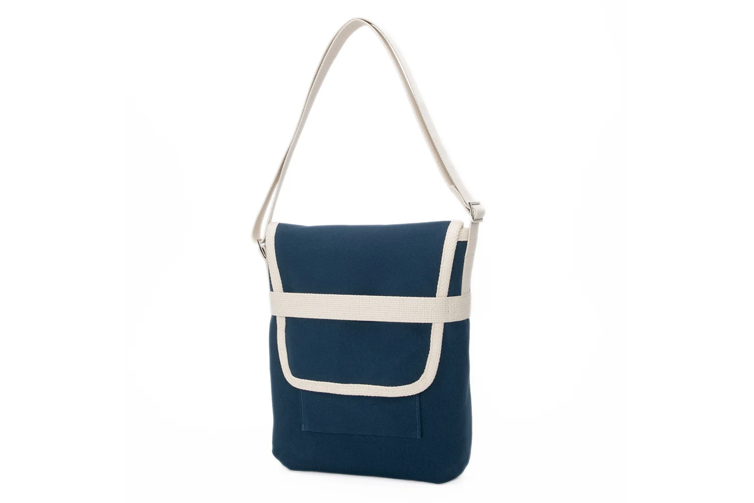 WHITEÂGE MOD.NAVY Messenger Bag L Messenger Bag with Natural Strap