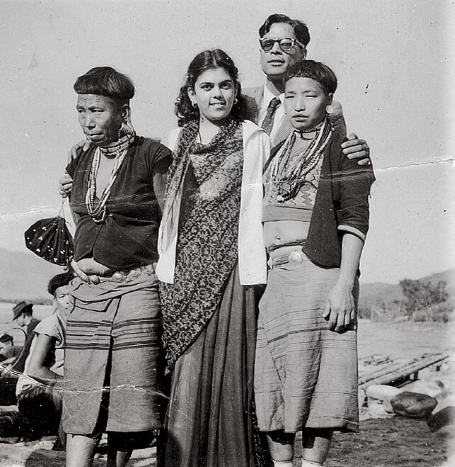 Sudha and KC in Pasighat with tribal Minyong ladies, 1957&nbsp; �