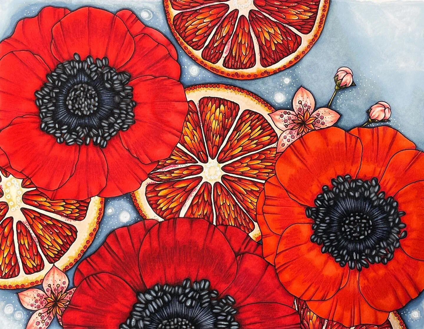 Flowers and citrus 🌸🍊 Does it get any better?! Maybe I&rsquo;m a little biased.  Haha! 🤷🏼&zwj;♀️

I will be honest though, there is an unusual bit of pressure when coloring your own drawing.  It&rsquo;s still super fun, but I spent a lot more tim