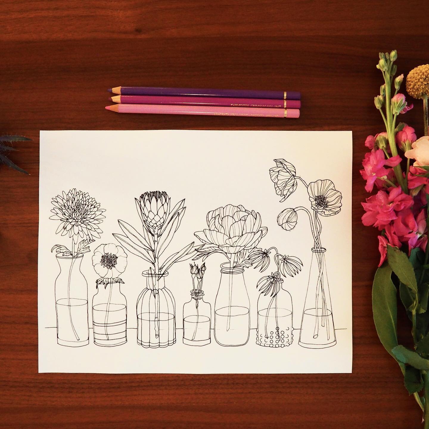 Hand-drawn botanical page from my new book, Garden Party!! 🌸 
.
Garden Party is available for download at AmberLovesColoring.com (link in bio)
Pre-sale of bound book coming soon!!
.
.
.
.
#coloringaddict #coloriageadulte #coloriage #gardenpartycolor