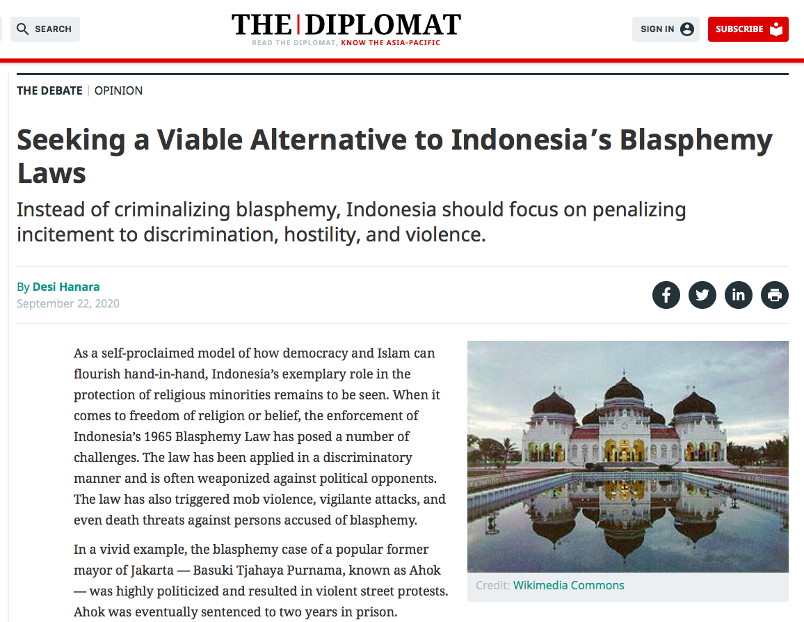 Seeking a Viable Alternative to Indonesia’s Blasphemy Laws