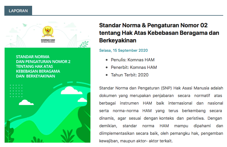 Komnas HAM Launched the Standardised Norms and Regulations No 2 on the Rights to FoRB