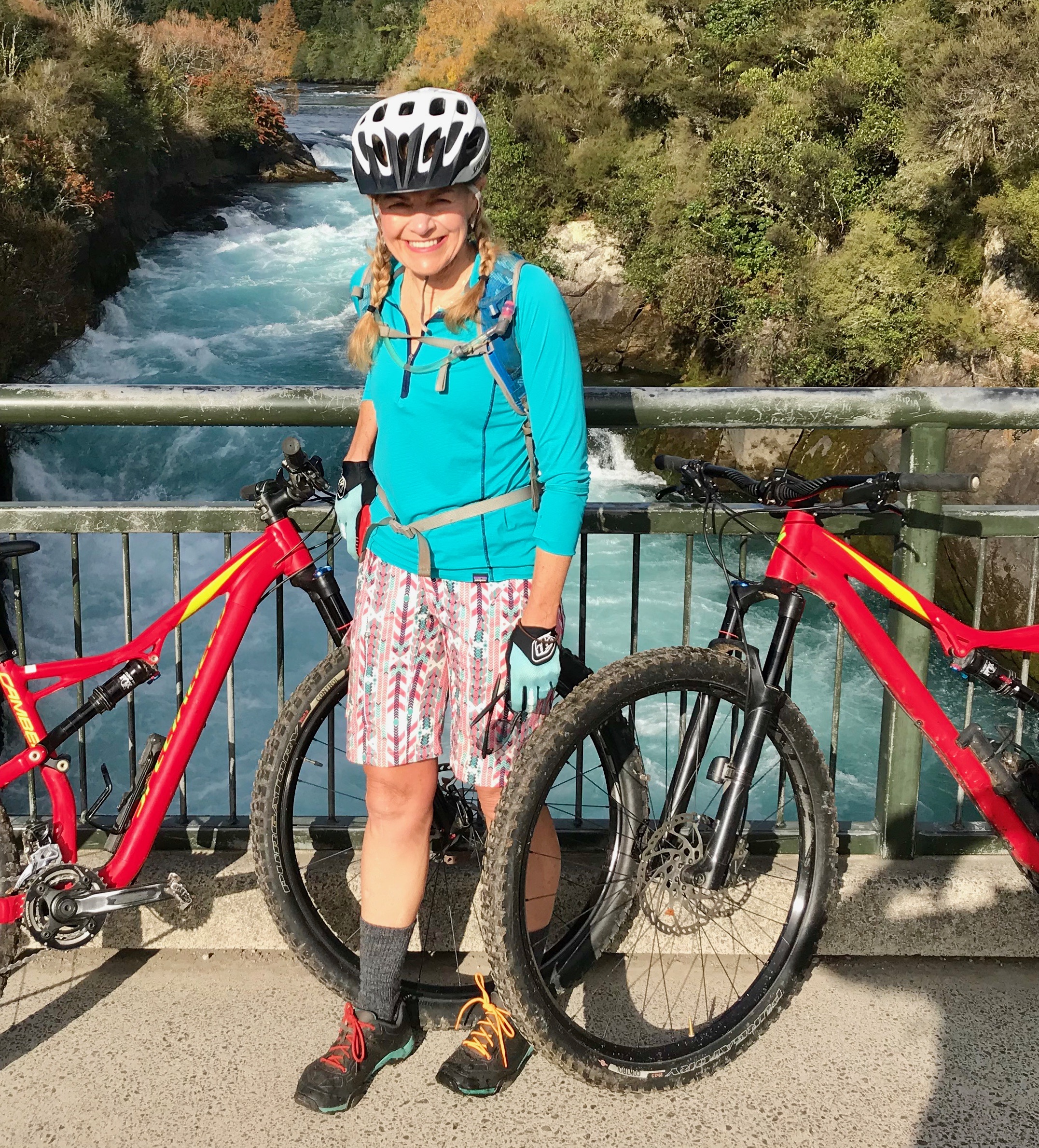The famous Huka Falls are in the background, Craters of the Moon bike park in Lake Taupo is a purpose-built bike park with one purpose: to provide a super fun day riding singletrack!