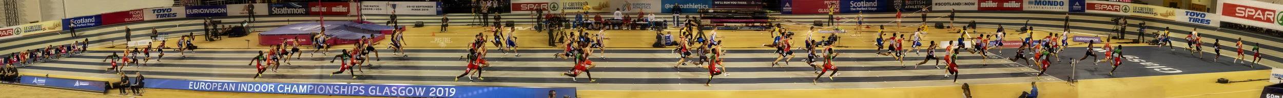 Mens 60m Heat 4 at the European Indoor Athletics Championships in Glasgow