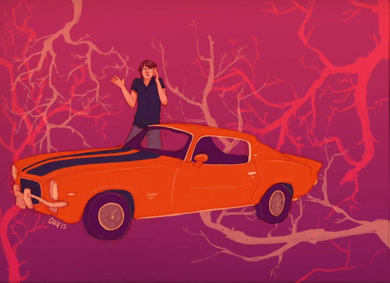 Gansey and his orange Camaro by Hatepotion (Tumblr)