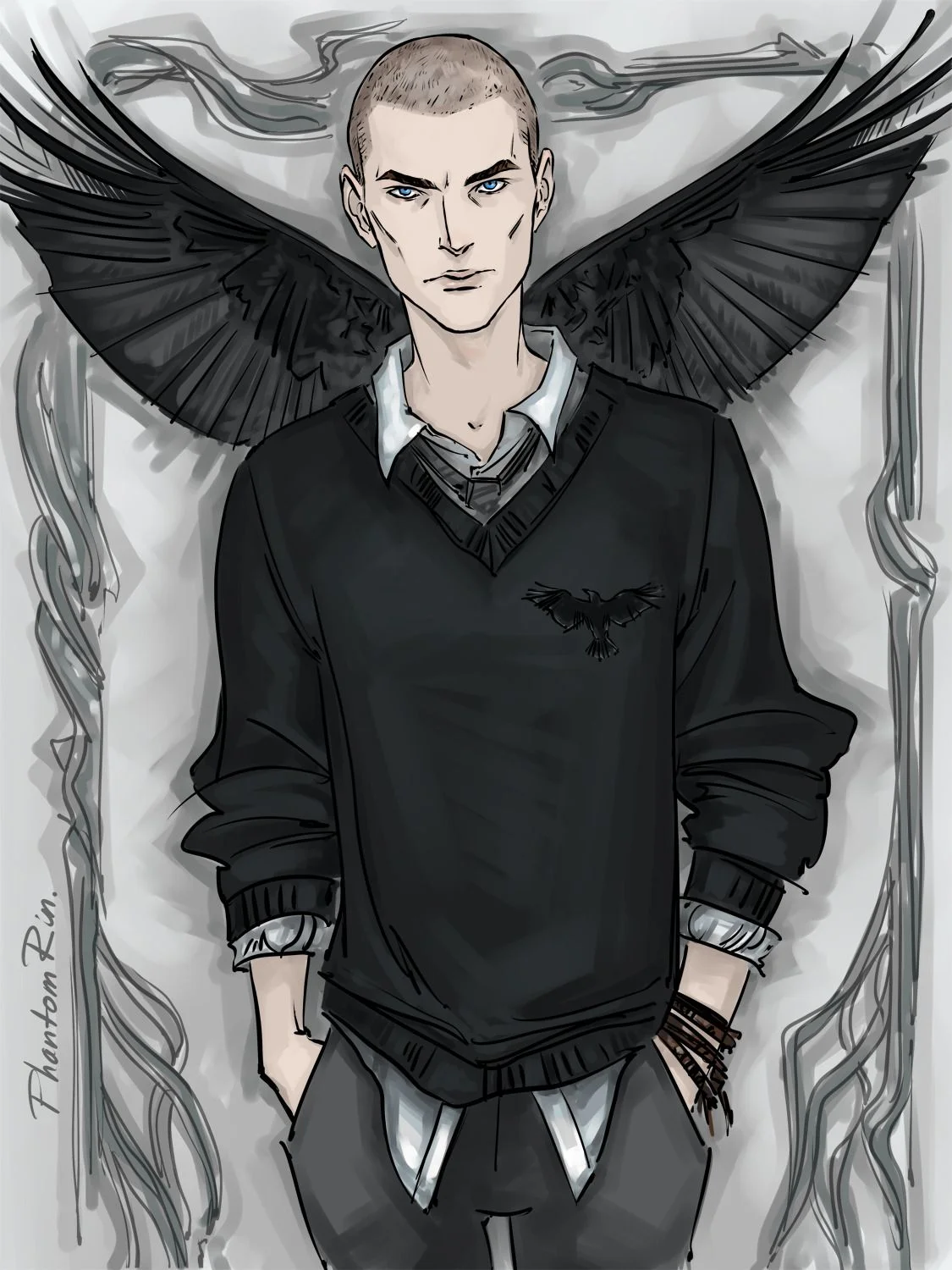 Ronan with raven wings by Phantom Rin (Tumblr)