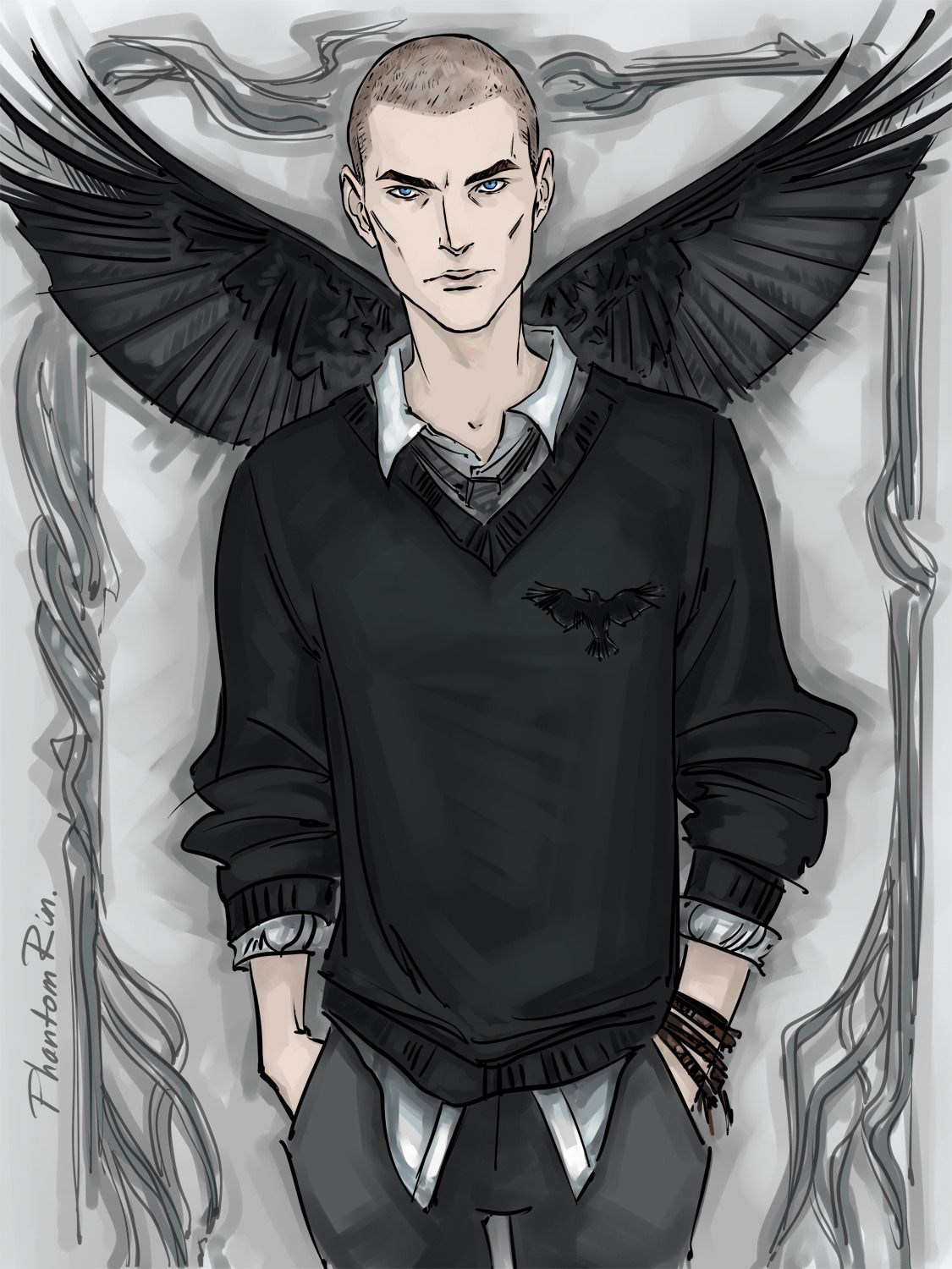 Ronan with raven wings by Phantom Rin (Tumblr)