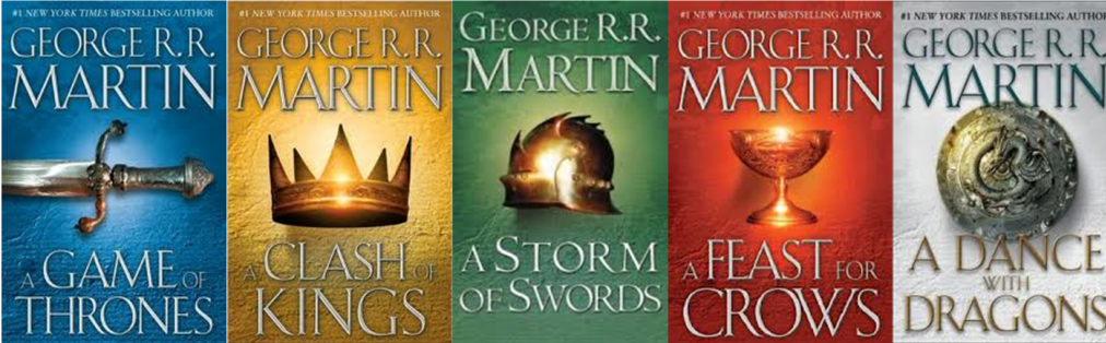 The first five books of the A Song of Ice and Fire series, which the HBO series was based on.