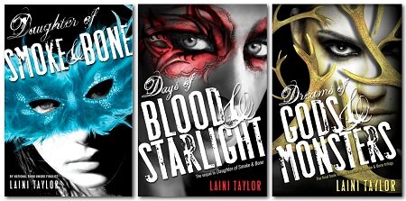 All three books in the Daughter of Smoke and Bone series by Laini Taylor.