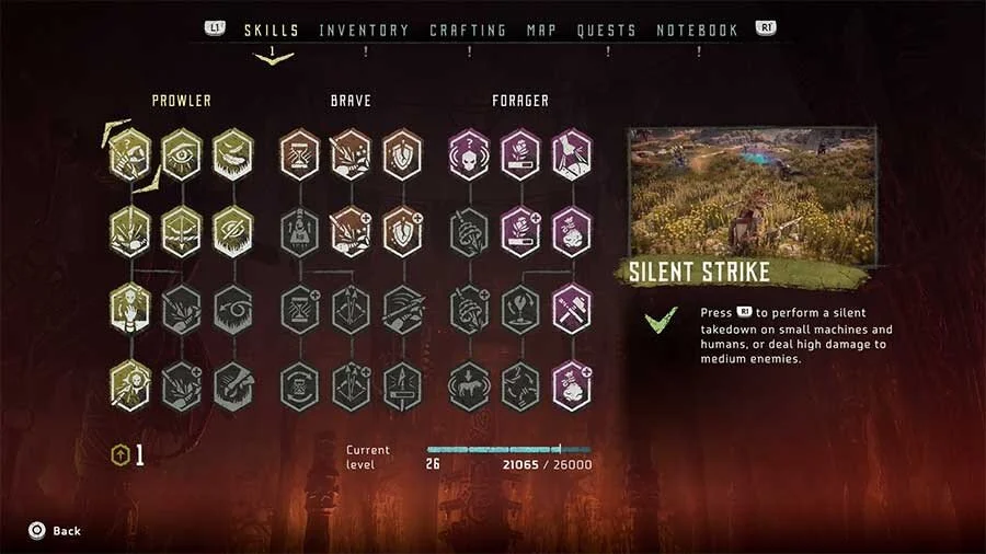 Skills in Horizon: Zero Dawn. Source: Gamers Heroes
