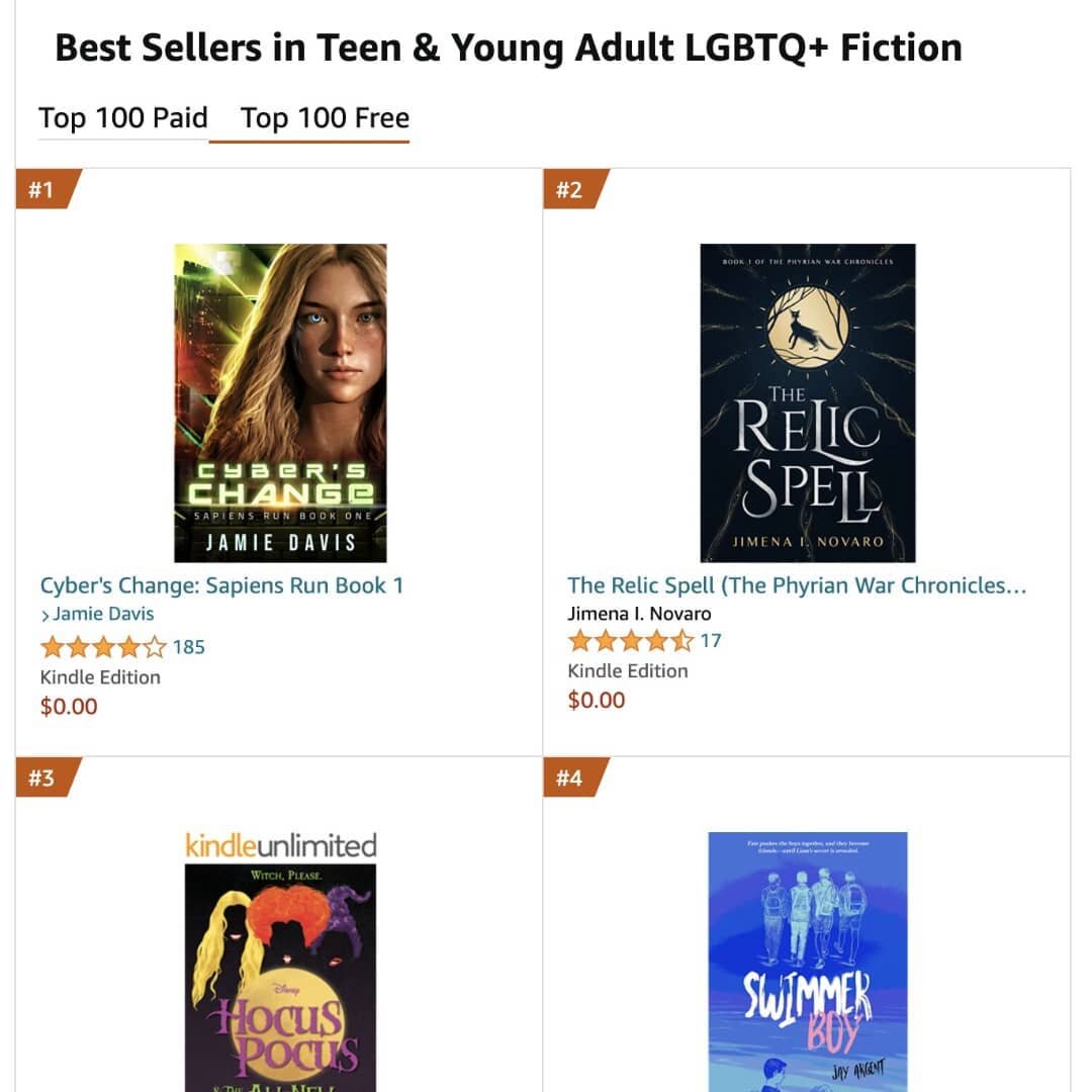 Wow, wow, wow!!! The Relic Spell, the first book in my YA fantasy series, hit #2 in the top 100 free teen &amp; young adult LGBTQ+ fiction on Amazon! 🤩 Thank you so, so much to all the people who've given my story a chance.

(The second image is its
