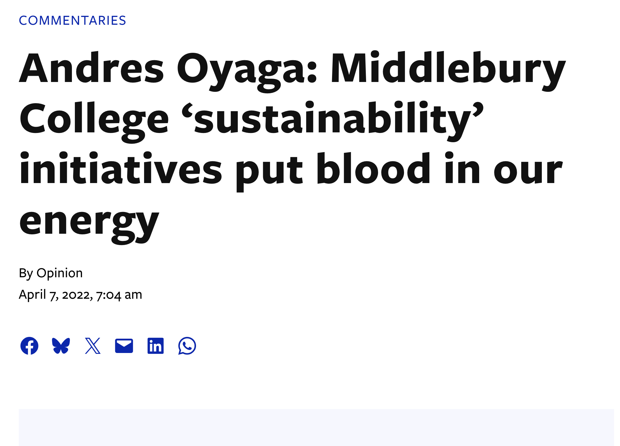 Middlebury College ‘sustainability’ initiatives put blood in our energy