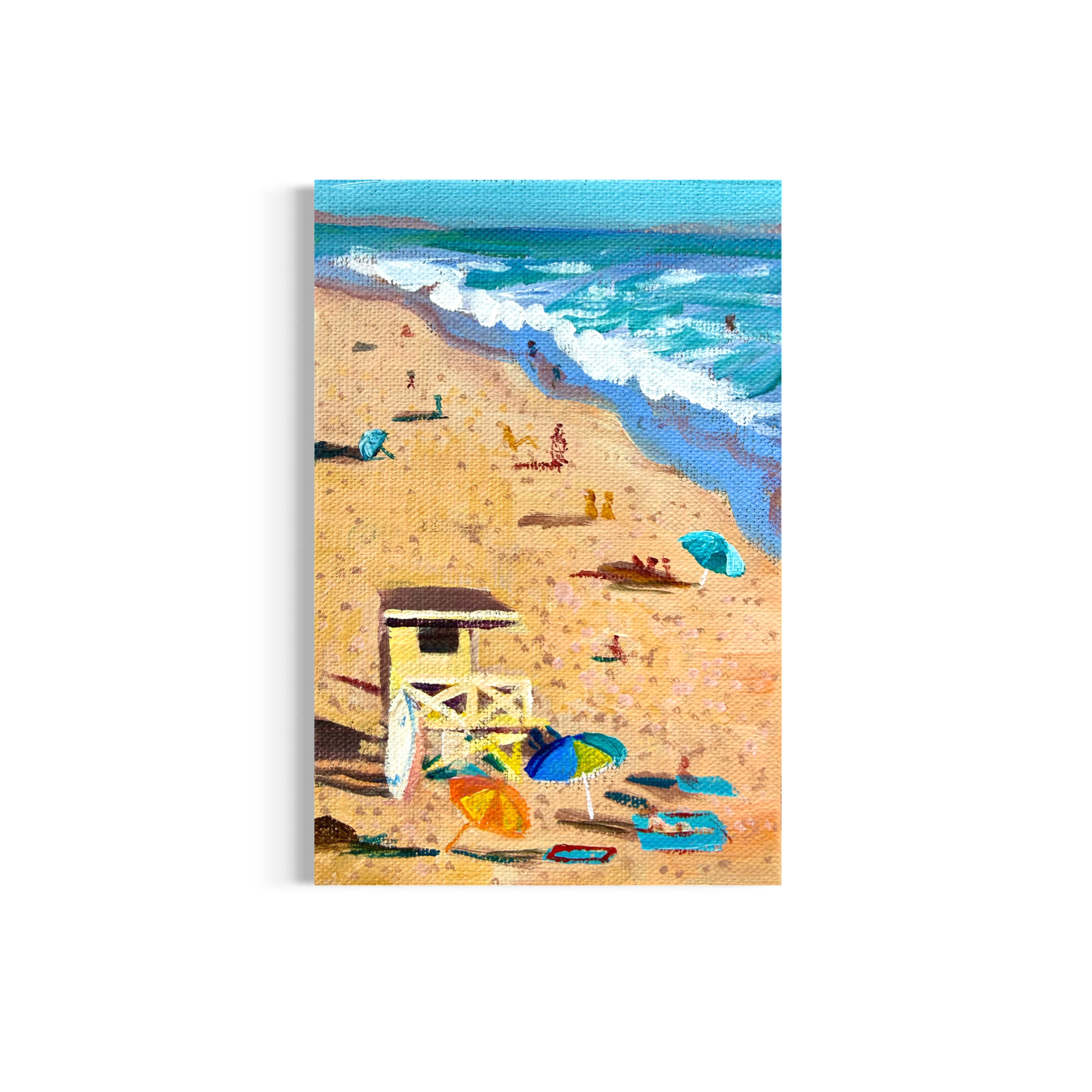 80/100: Carlsbad Beach | Original Acrylic Painting on linen board, 4x6"