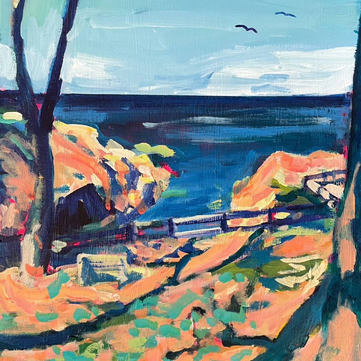 &lsquo;La Jolla Shore&rsquo; 8x10 - from 2023, Private Collection 💙 (check out my stories to see Day 4/100!) 

#art #painting #landscape #mollyalexart #lajoa