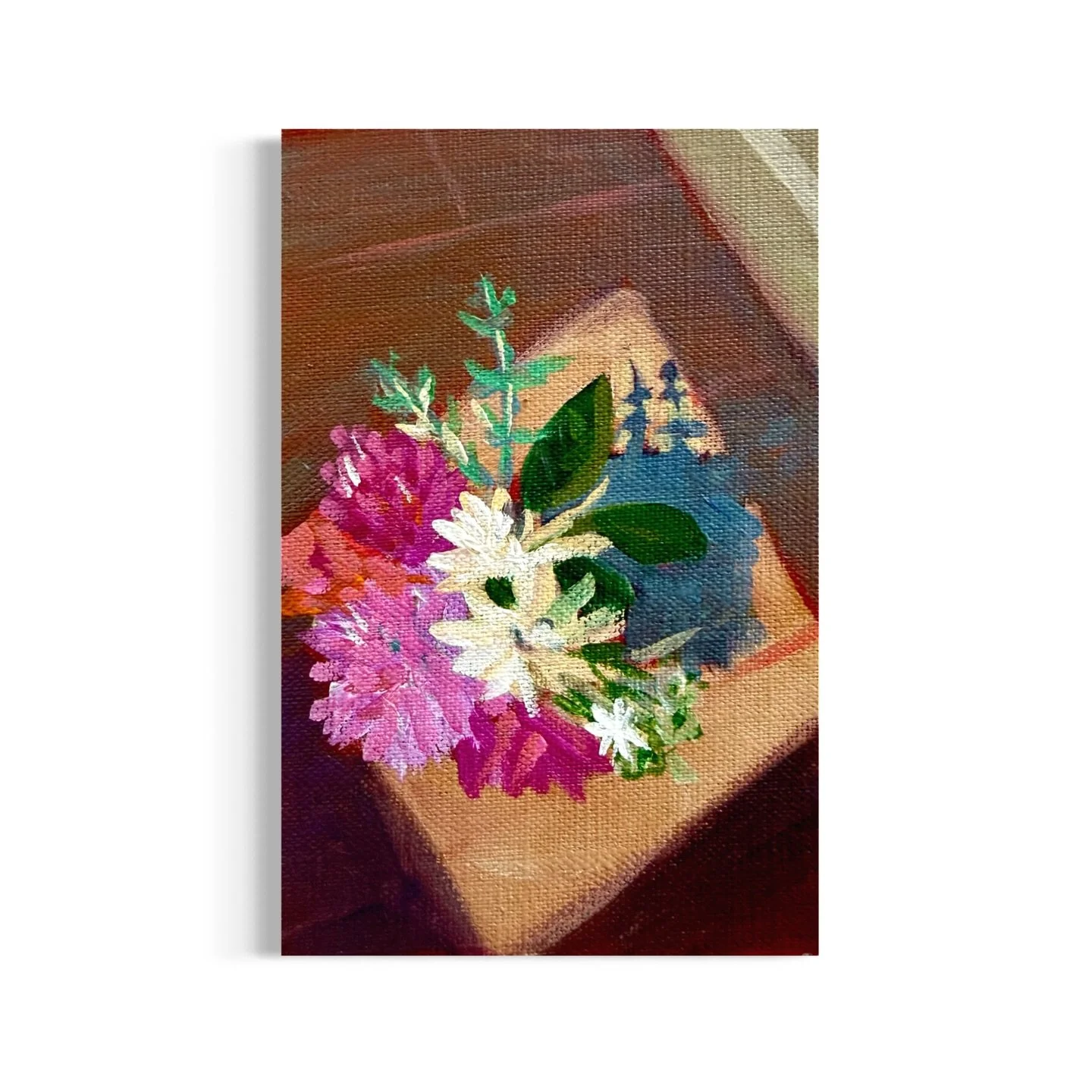 Day 30/100: Flower arrangement in a sun patch 🌺 

#art #painting #mollyalexart #floral #linenboard