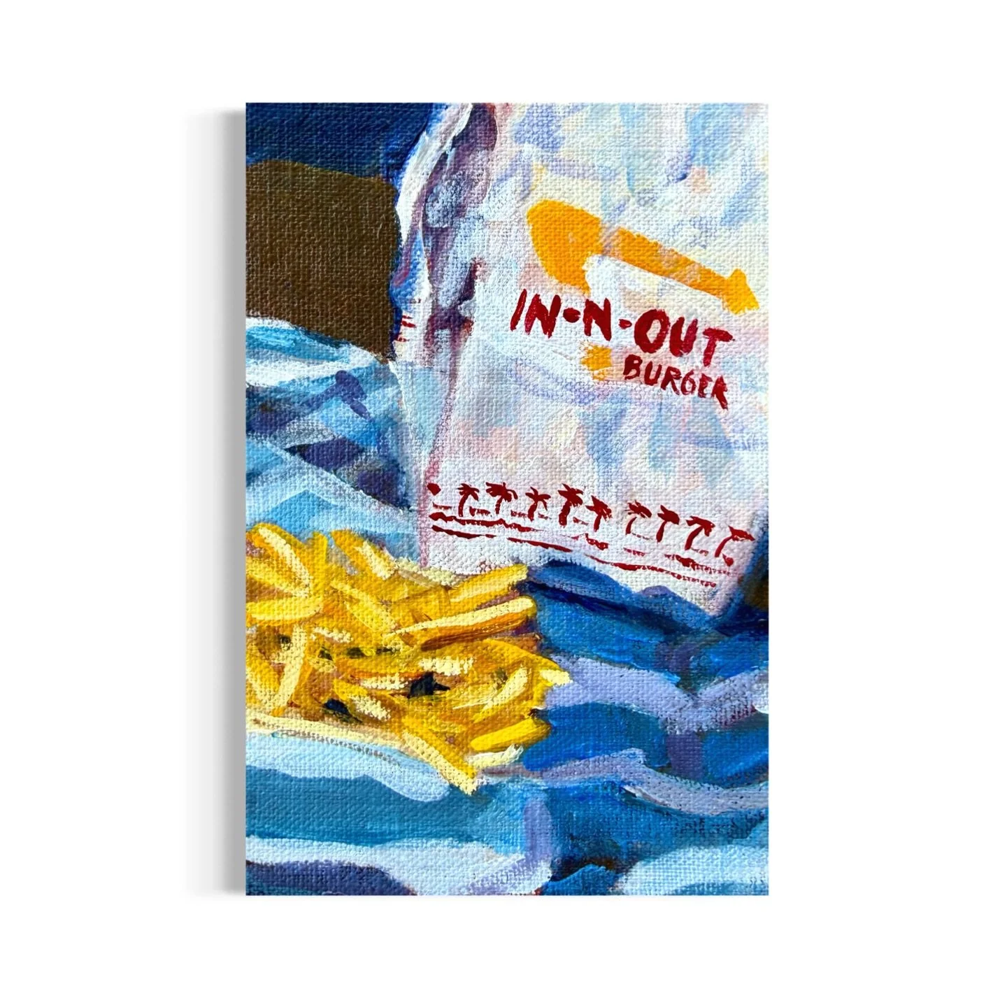 Day 34/100: In-N-Out #2 🍟 Between the paper wrinkles and the stripes, this one was a doozy 😜

#innoutburger #painting #artforsale #mollyalexart art