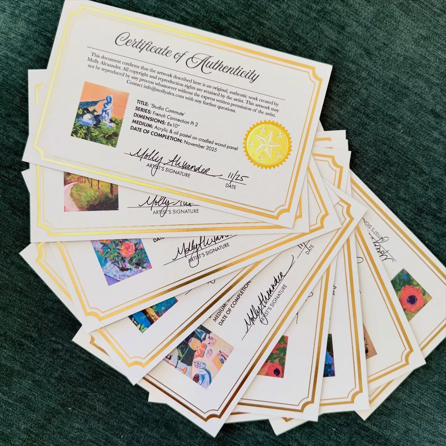 Ten paintings. Wired and ready to hang. Certificates of Authenticity done. 

Leaning against the wall of my studio looking at me like, &ldquo;&hellip;so are we doing this thing or what?&rdquo; 

Yes. Yes we are. Next week 🇫🇷&hearts;️🥐

#originalar