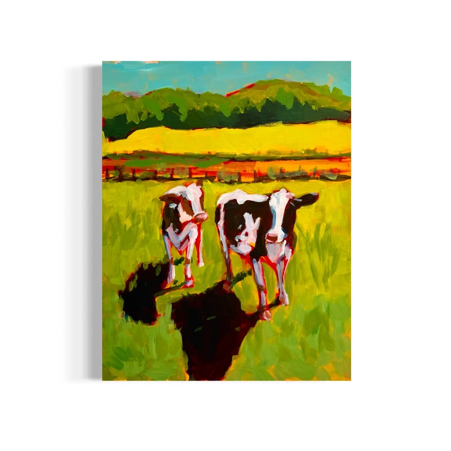 &lsquo;La Vache&rsquo; 11x14&rdquo; Original acrylic painting on cradled wood panel. In the permanent collection of Galerie Diderot at @chateau_orquevaux 🐄&hearts;️🐄

#art #cowpainting #mollyalexart #cows #painting