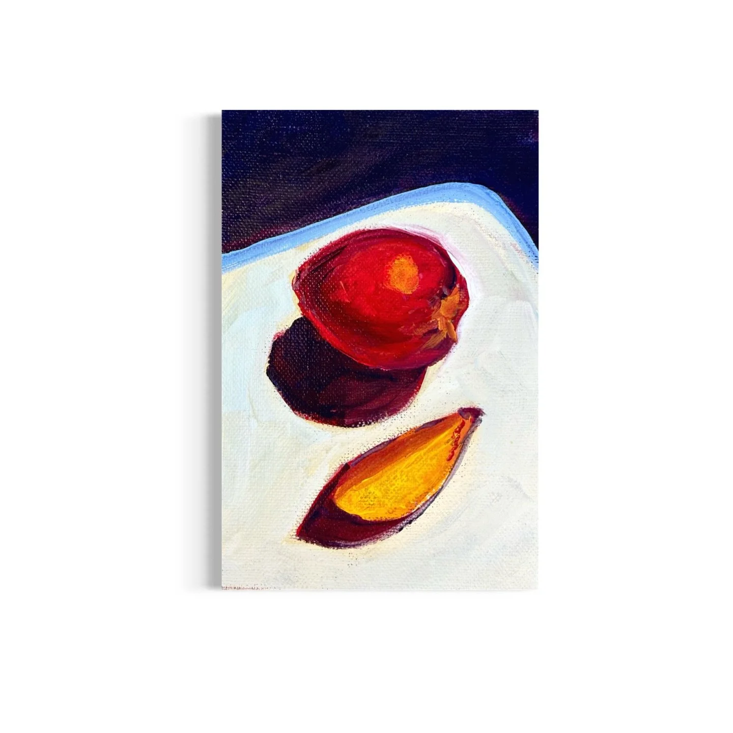 Day 73/100: Nectarine 🍑 
I really enjoyed painting this one and love how it came out! Swipe to see more 👉🏼

#nectarine #peach #art #originalartforsale #mollyalexarr