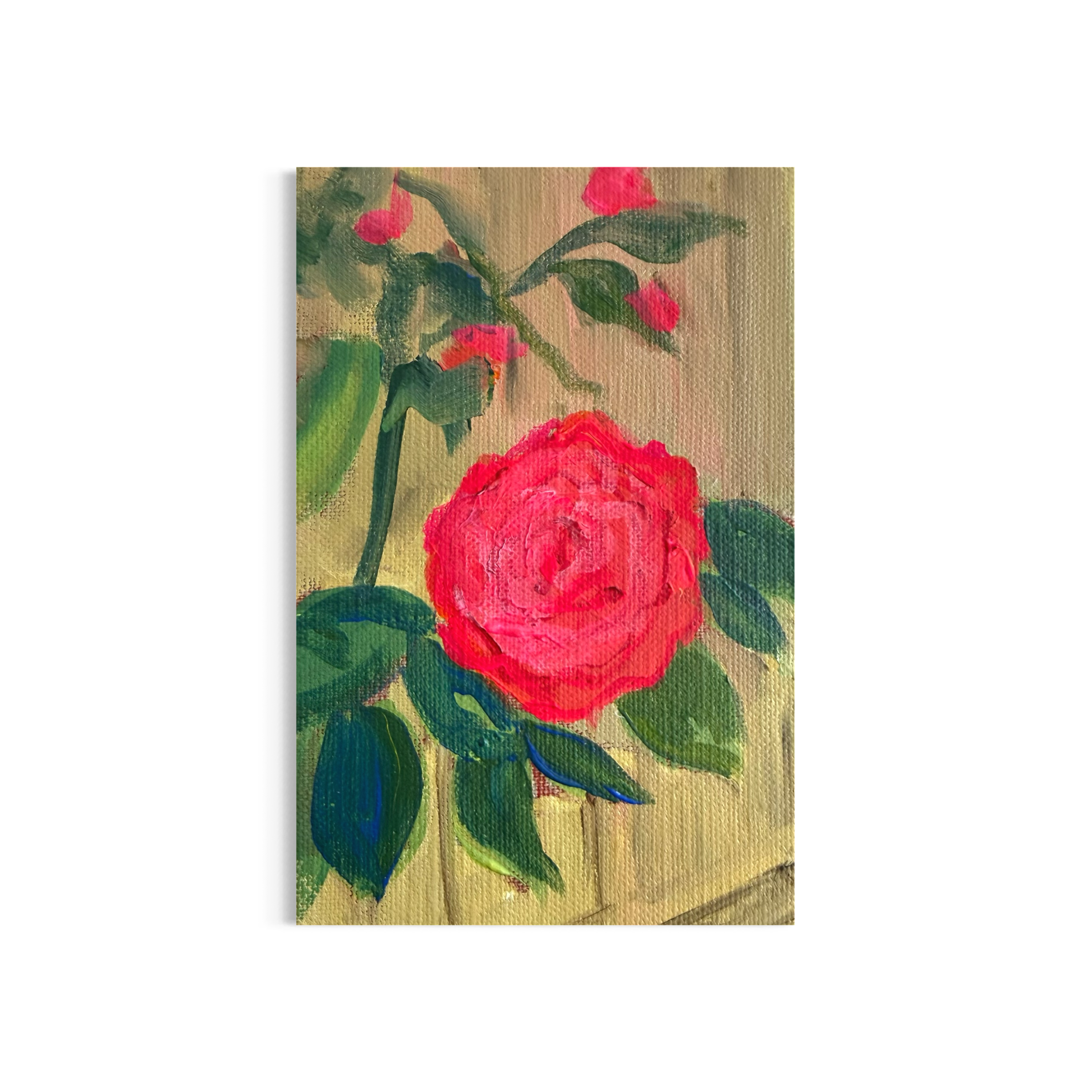 99/100: Camellia #2 | Original Acrylic Painting on linen board, 4x6"