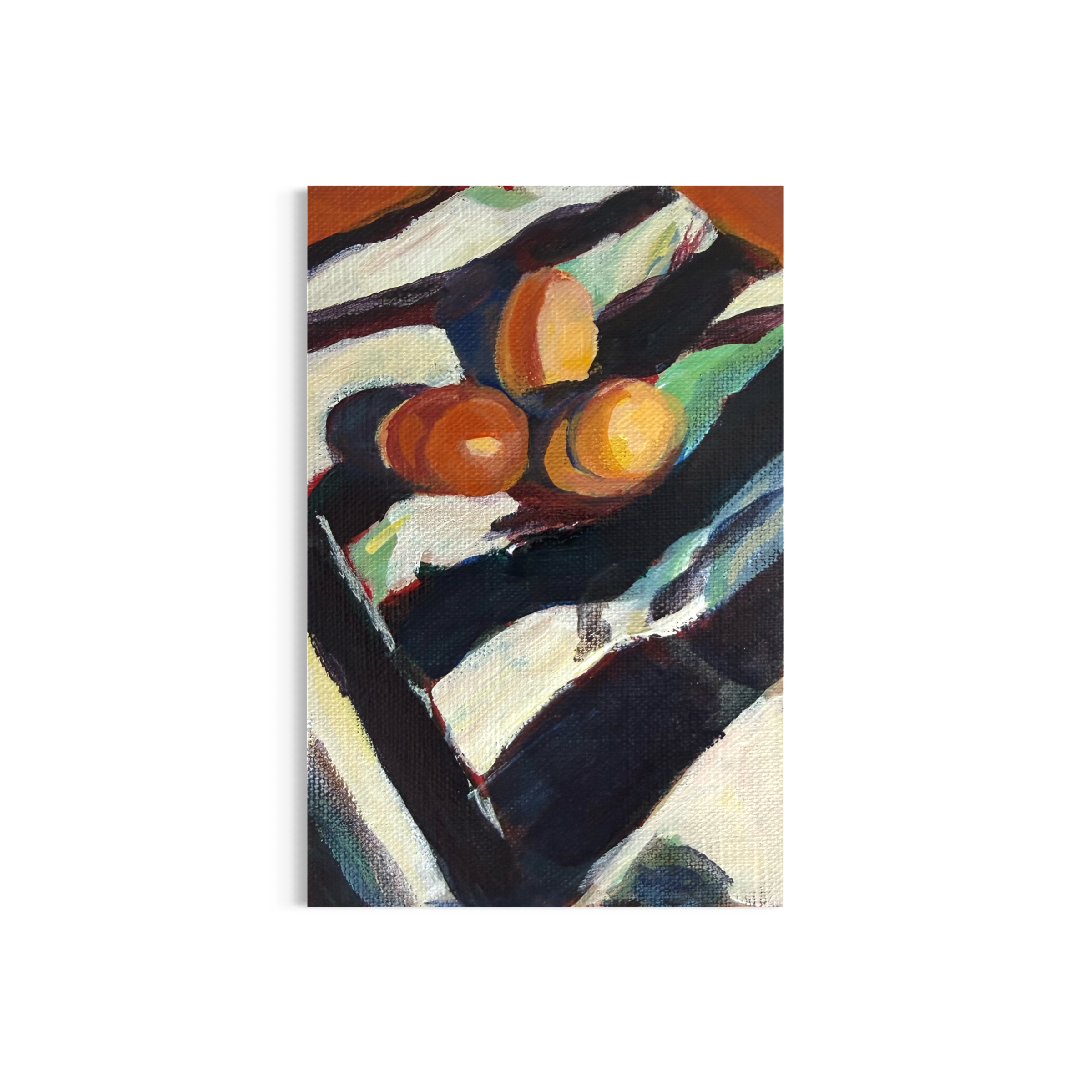 17/100: Three Eggs | Original Acrylic Painting on linen board, 4x6"