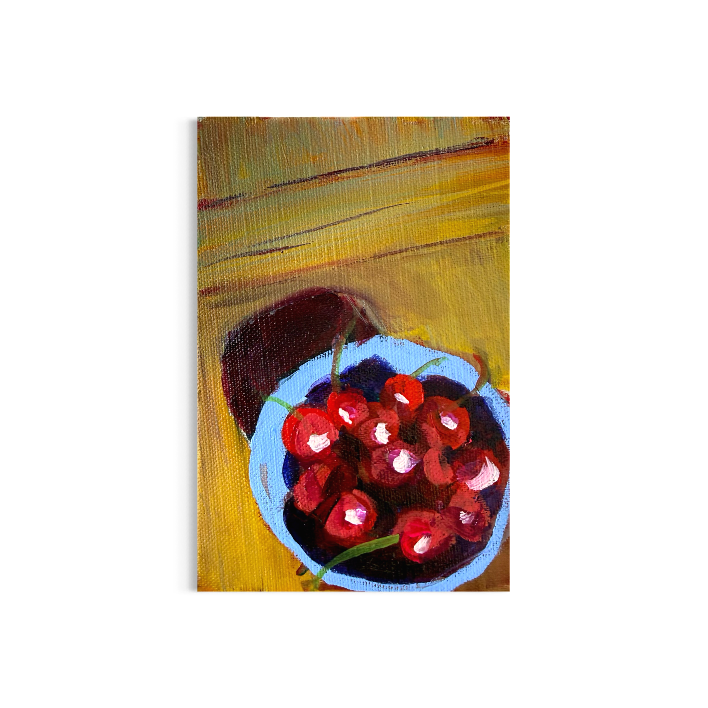 11/100: Cherries | Original Acrylic Painting on linen board, 4x6"