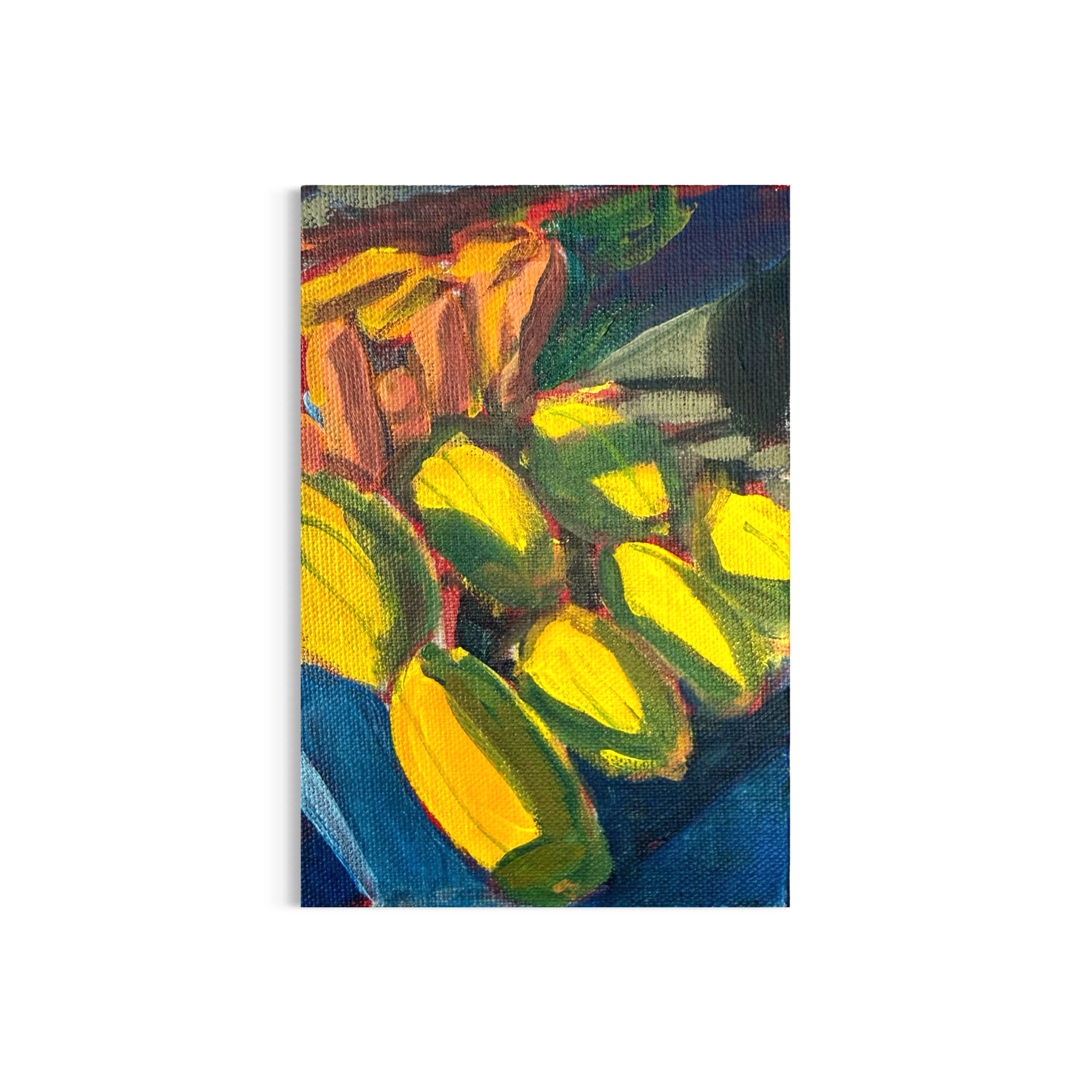 18/100: Farmers Market Spaghetti Squash | Original Acrylic Painting on linen board, 4x6"