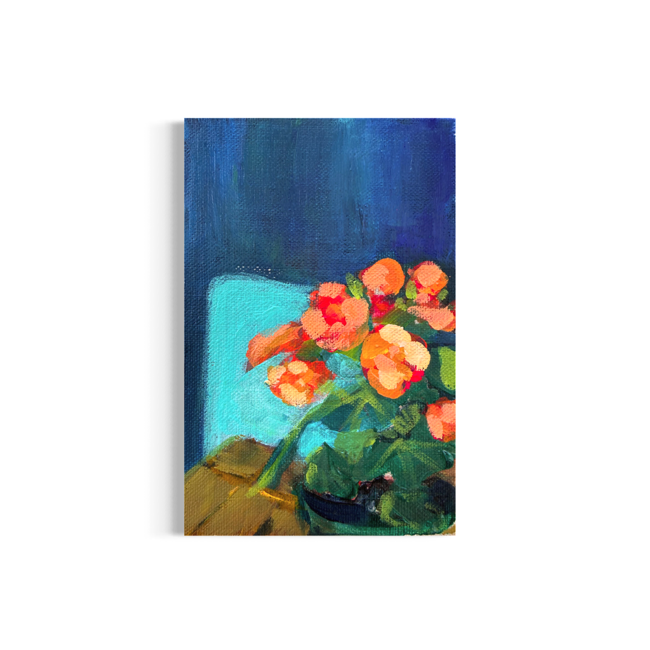 10/100: Begonias | Original Acrylic Painting on linen board, 4x6"