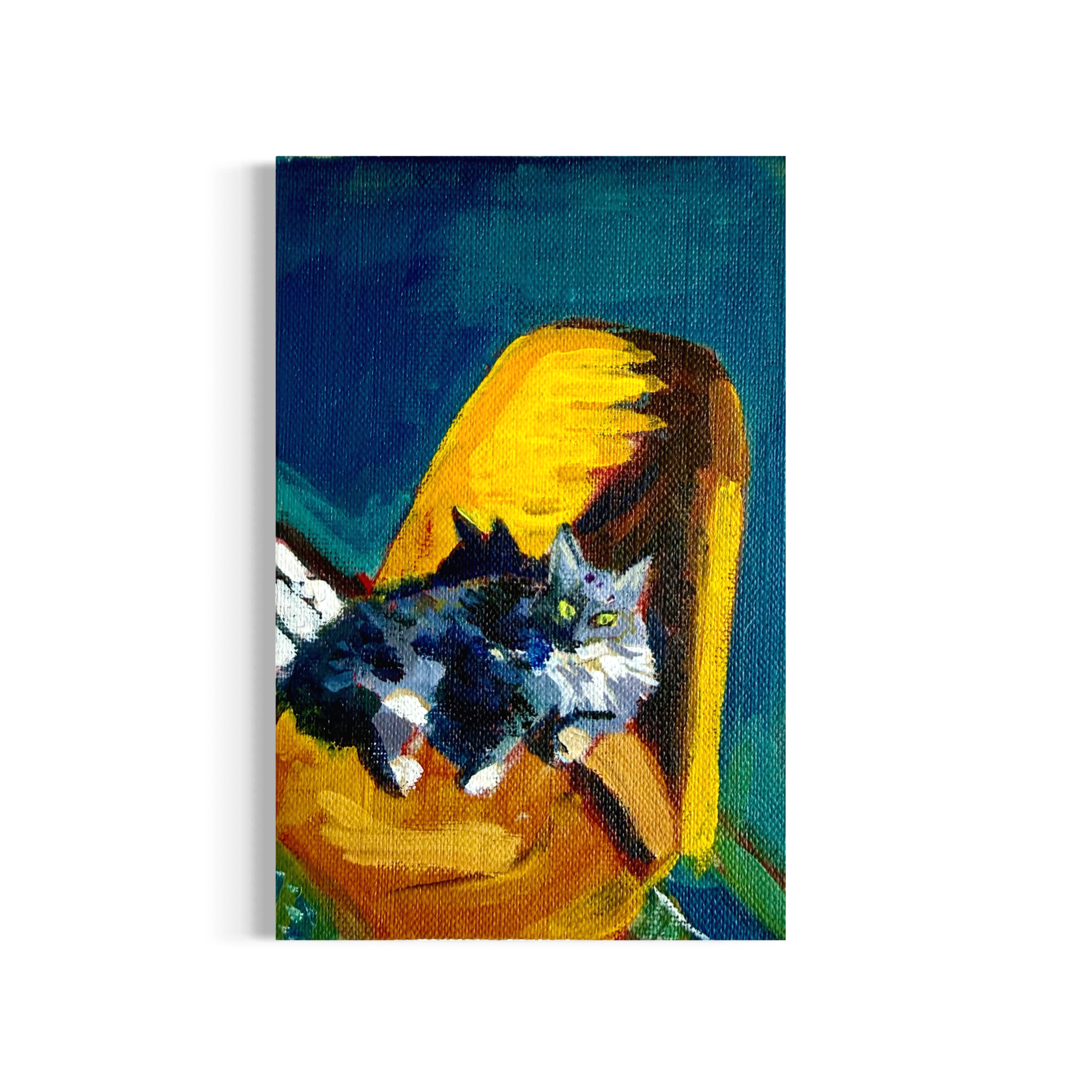 21/100: Ivy the Cat | Original Acrylic Painting on linen board, 4x6"