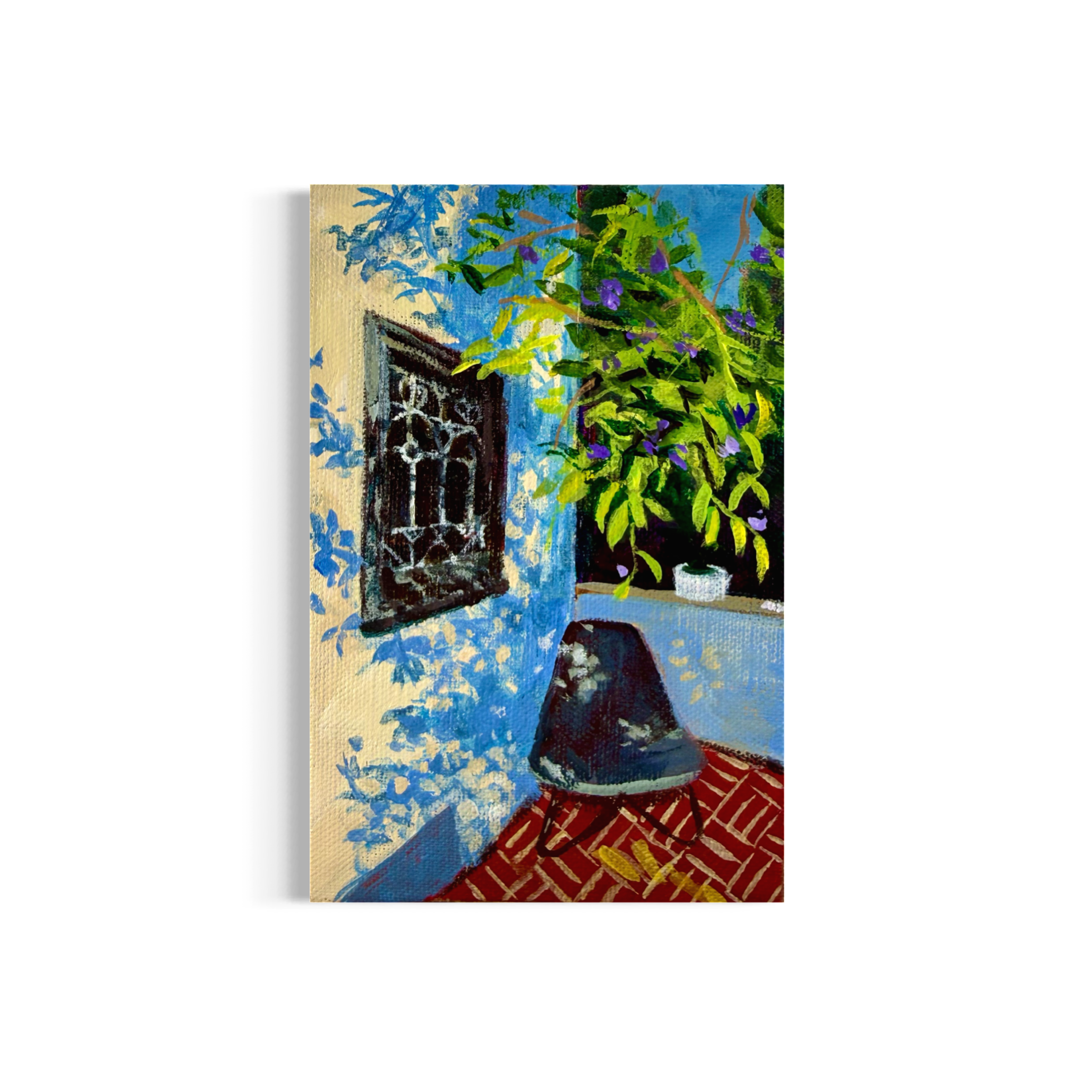 55/100: LA Porch | Original Acrylic Painting on linen board, 4x6"
