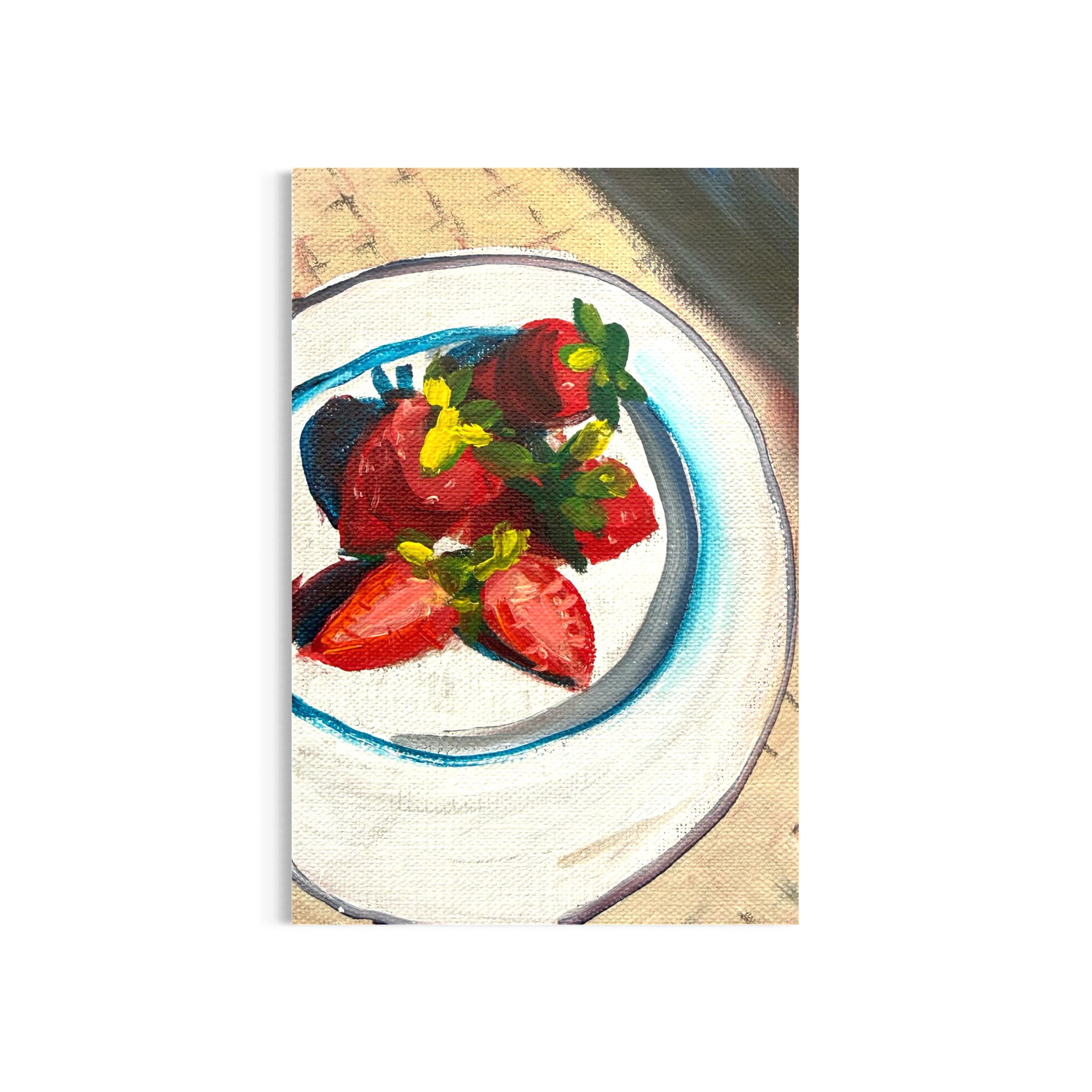 81/100: Strawberries #2 | Original Acrylic Painting on linen board, 4x6"