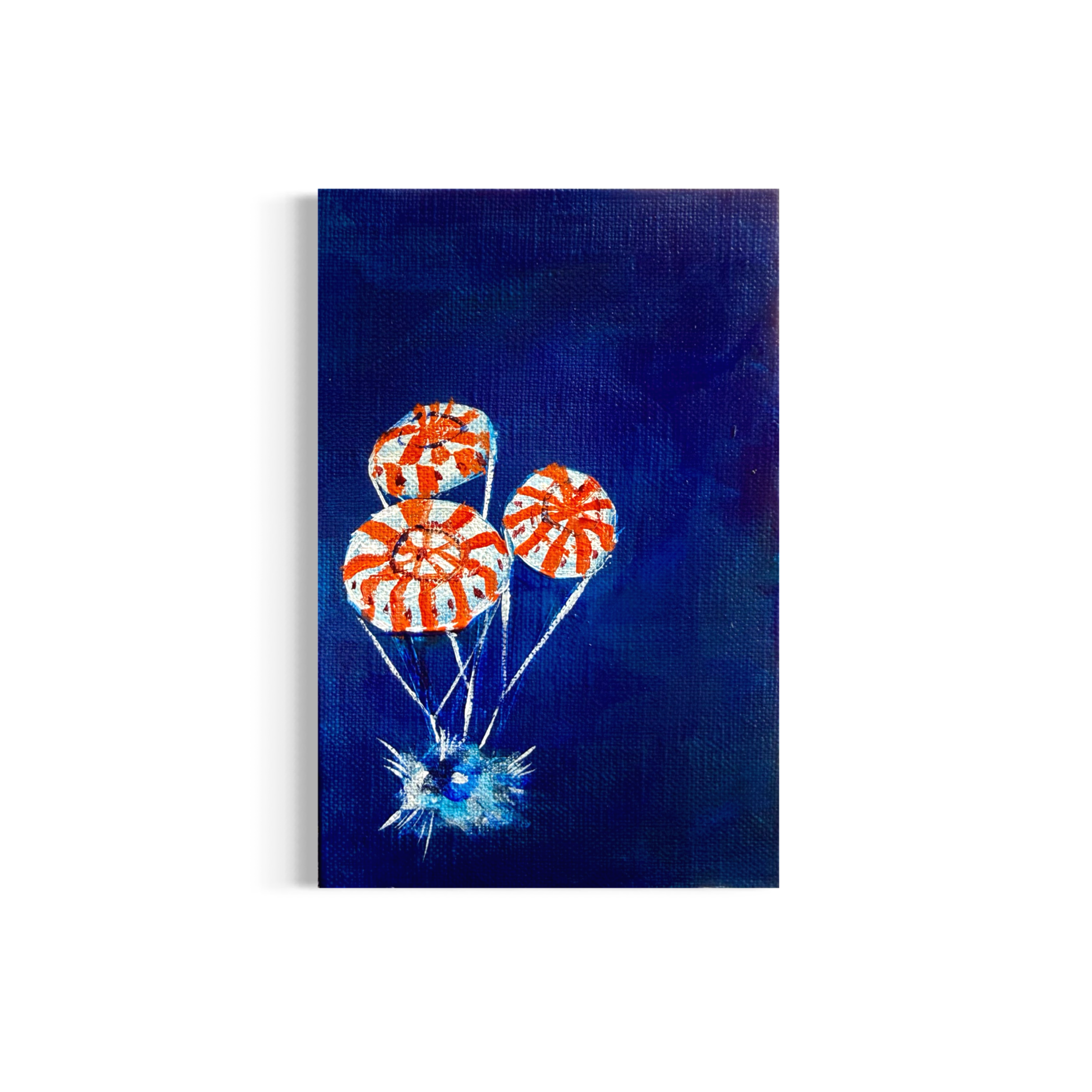 64/100: Apollo Splashdown | Original Acrylic Painting on linen board, 4x6"