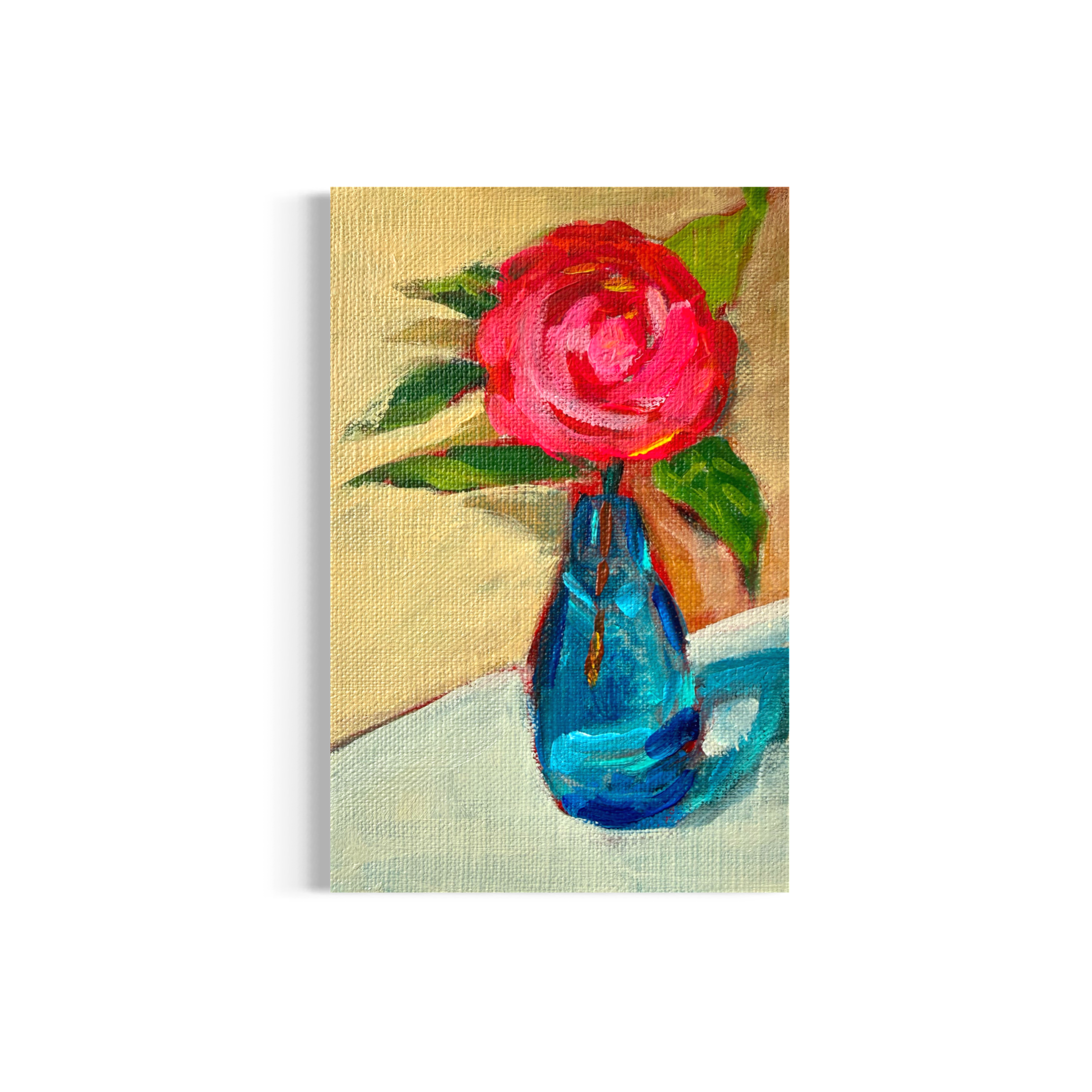 8/100: Camellia | Original Acrylic Painting on linen board, 4x6"