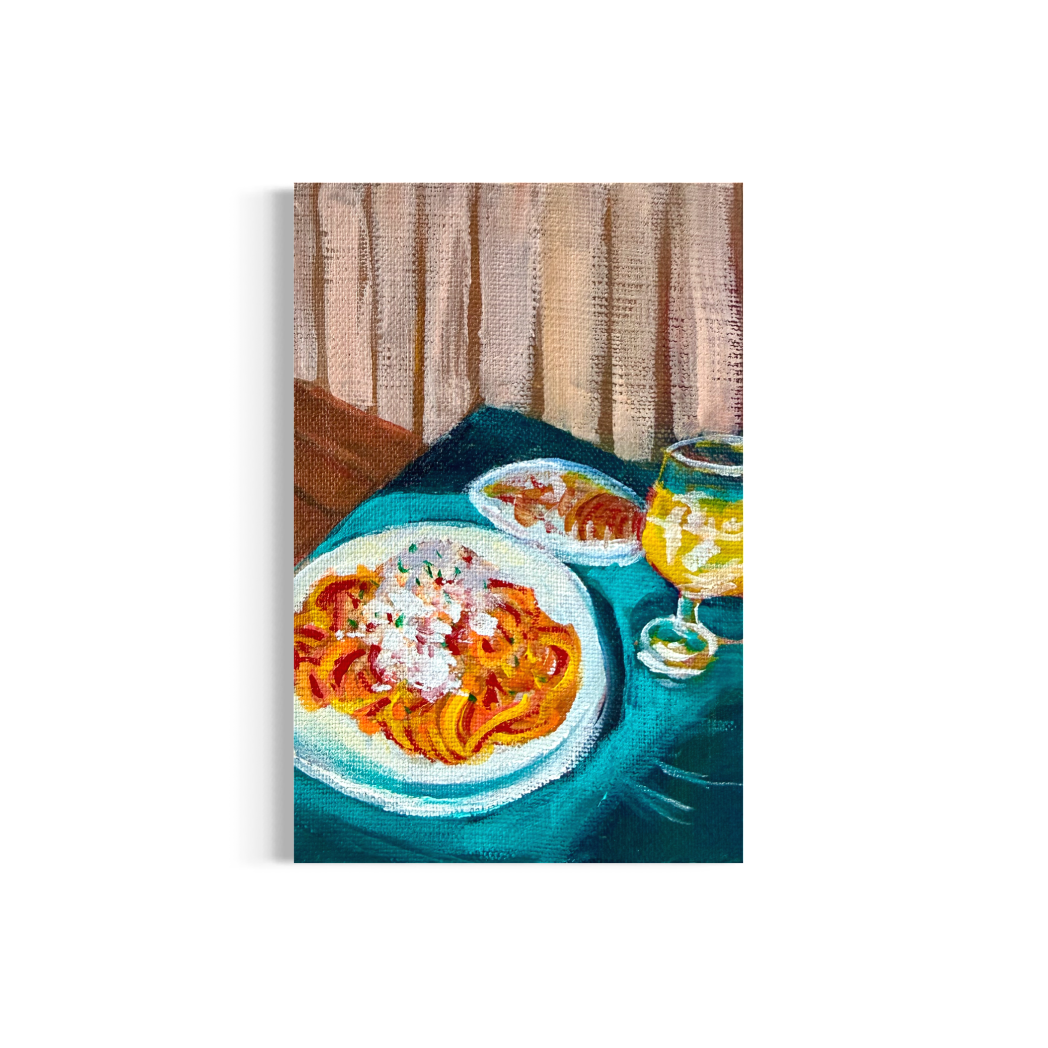 48/100: Wildland Pasta | Original Acrylic Painting on linen board, 4x6"
