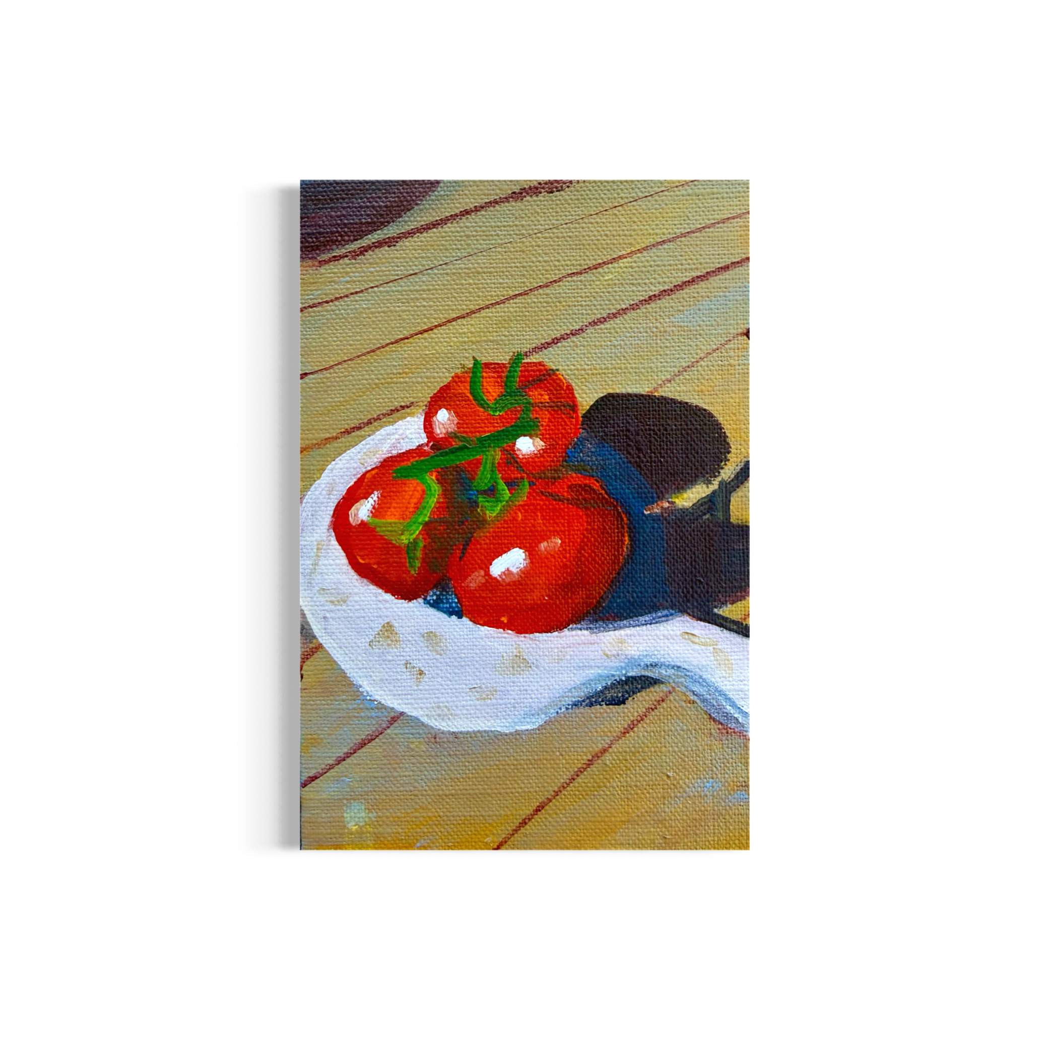 66/100: Tomatoes #2 | Original Acrylic Painting on linen board, 4x6"
