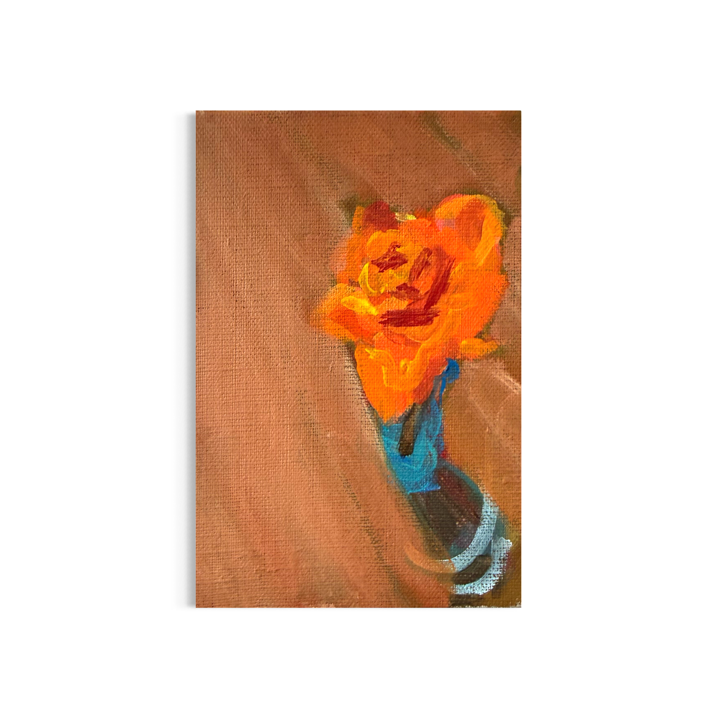 23/100: Orange Rose | Original Acrylic Painting on linen board, 4x6"
