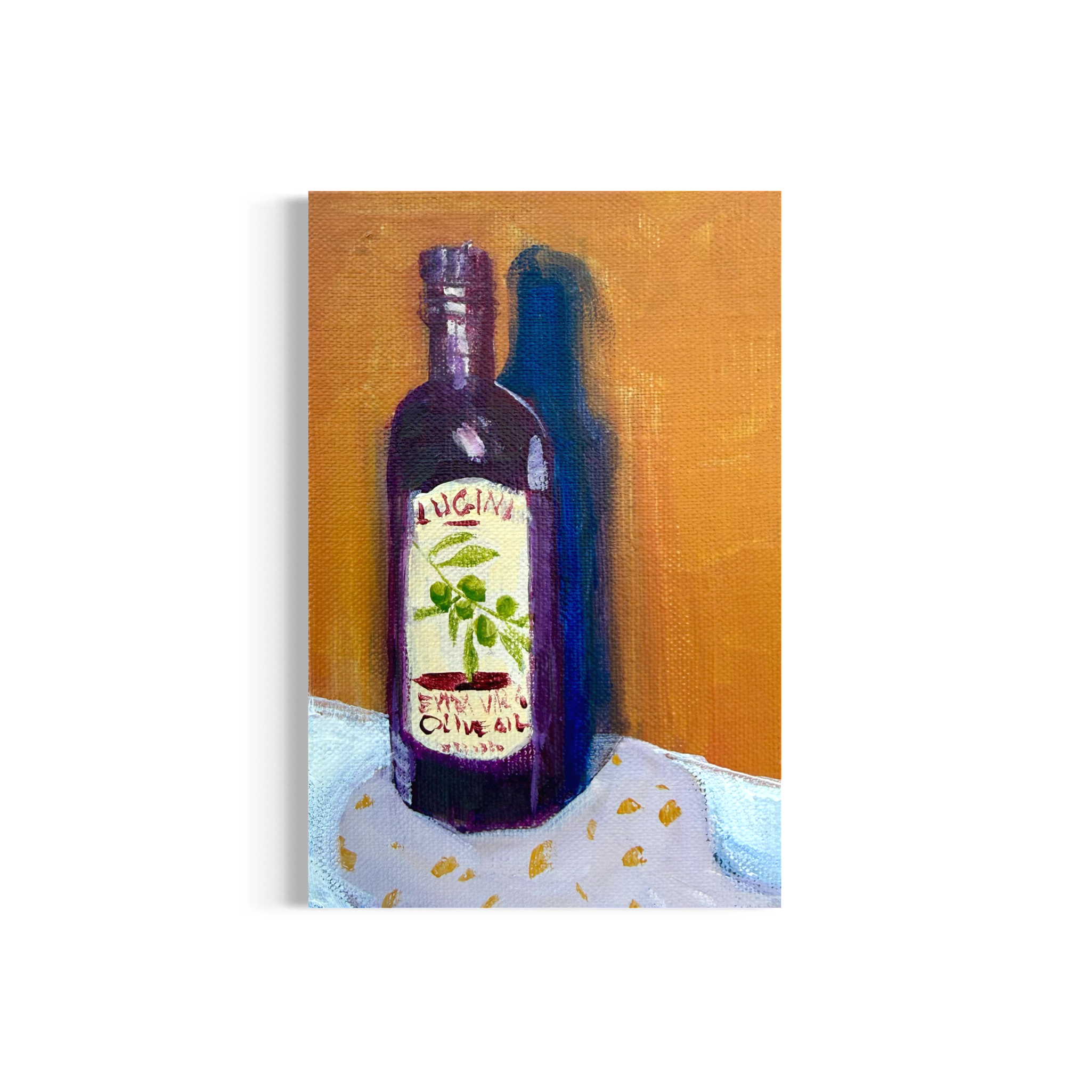 61/100: Olive Oil | Original Acrylic Painting on linen board, 4x6"