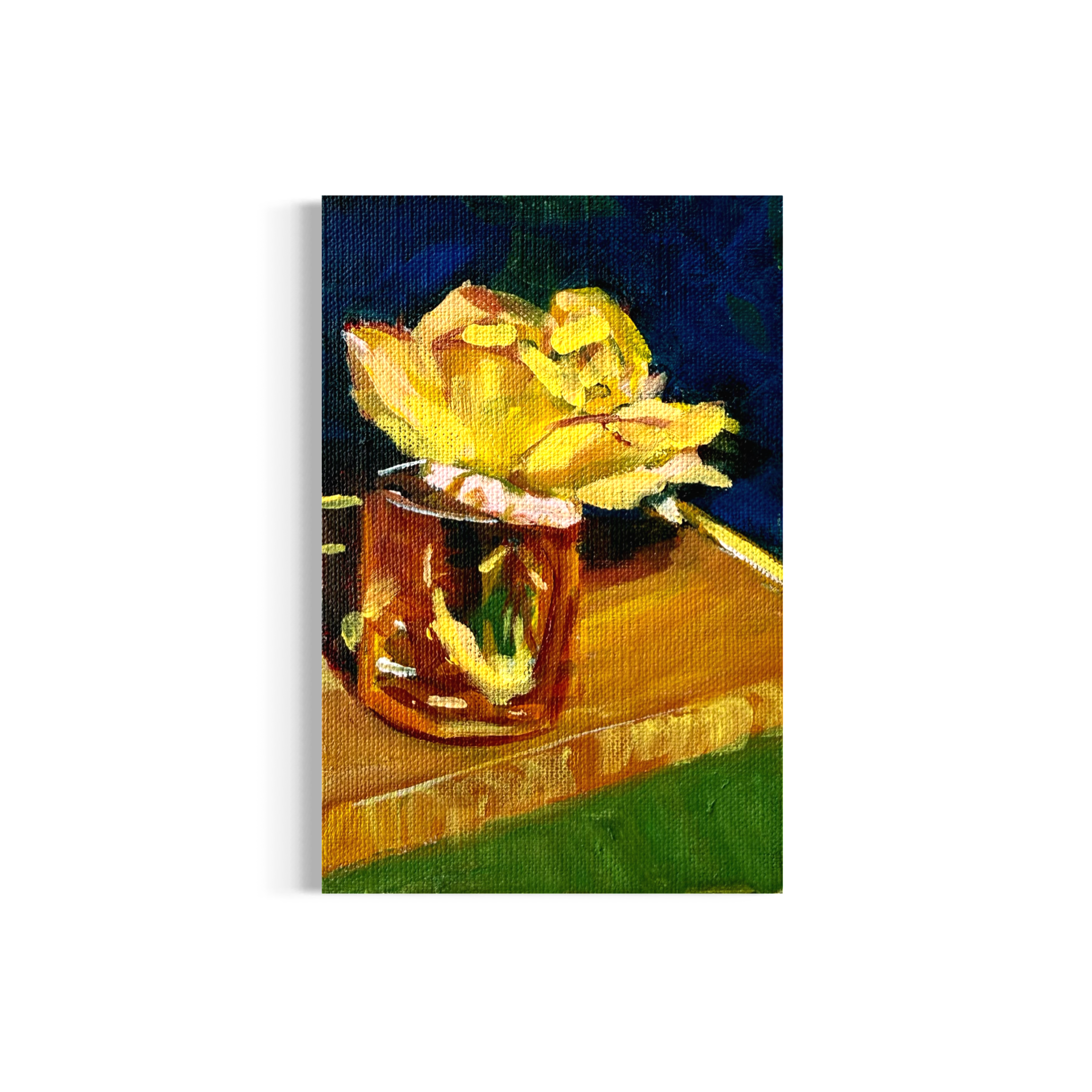 44/100: Yellow Rose | Original Acrylic Painting on linen board, 4x6"