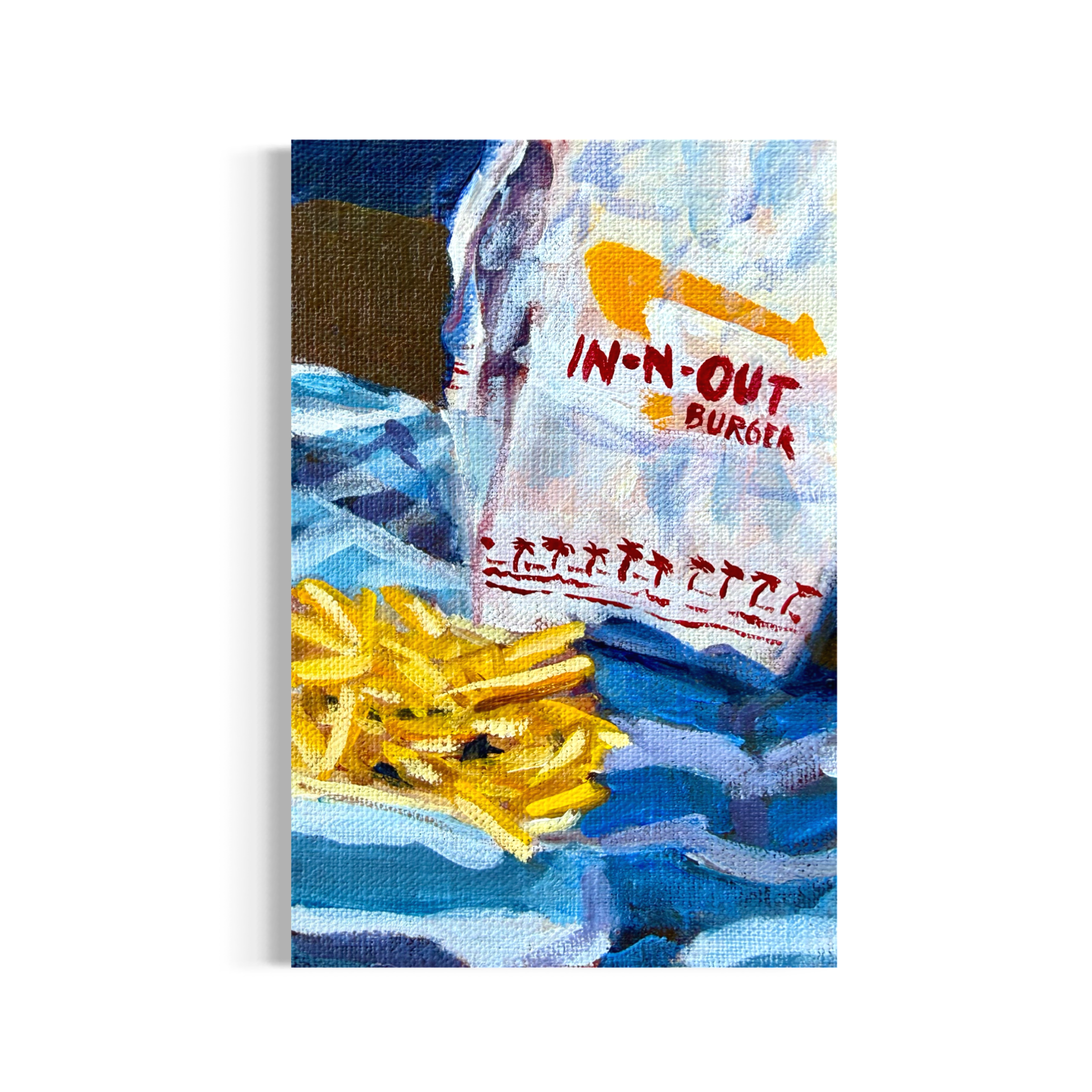 34/100: In n Out Fries with Bag | Original Acrylic Painting on linen board, 4x6"