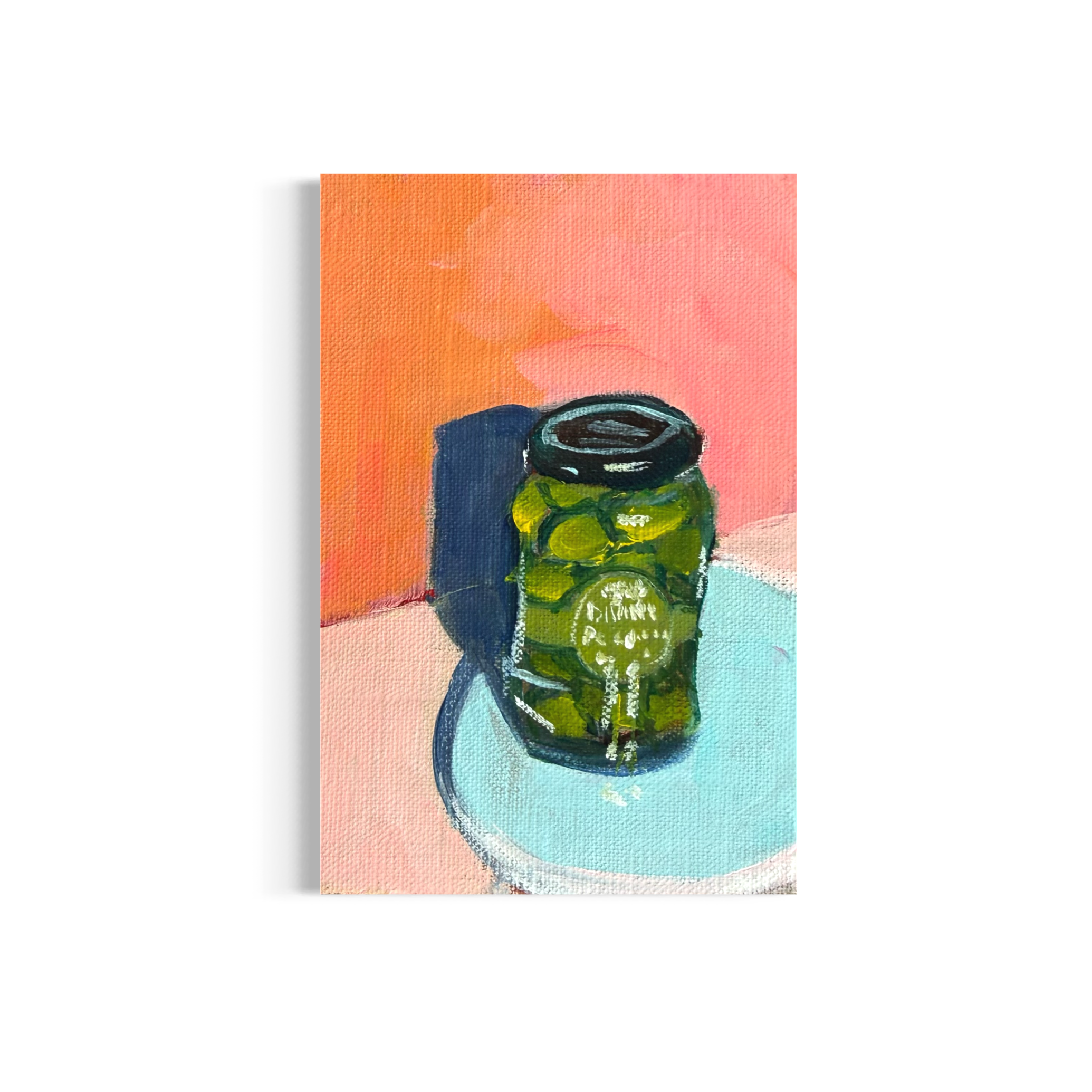 59/100: Jar of Olives | Original Acrylic Painting on linen board, 4x6"