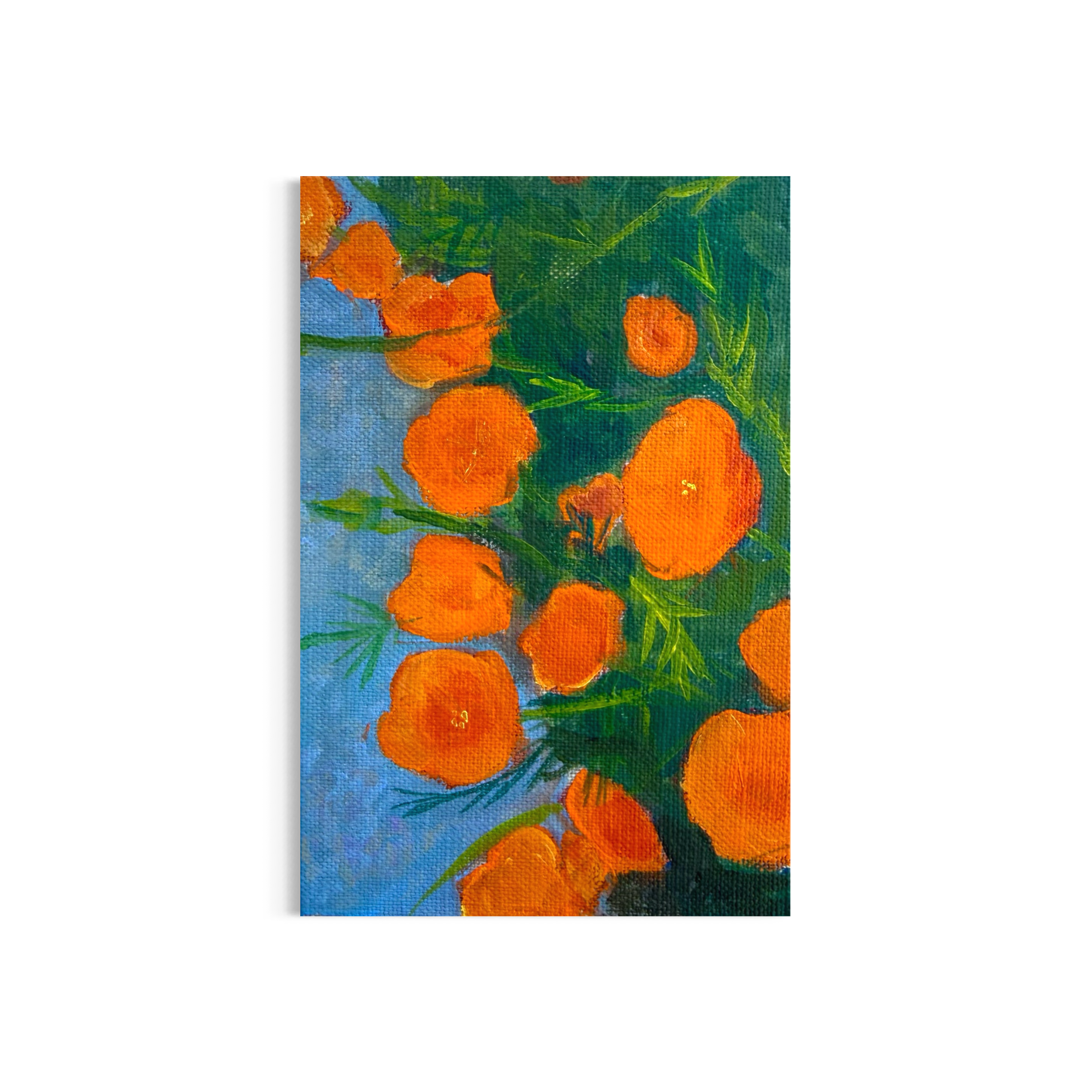 88/100: California Poppies | Original Acrylic Painting on linen board, 4x6"