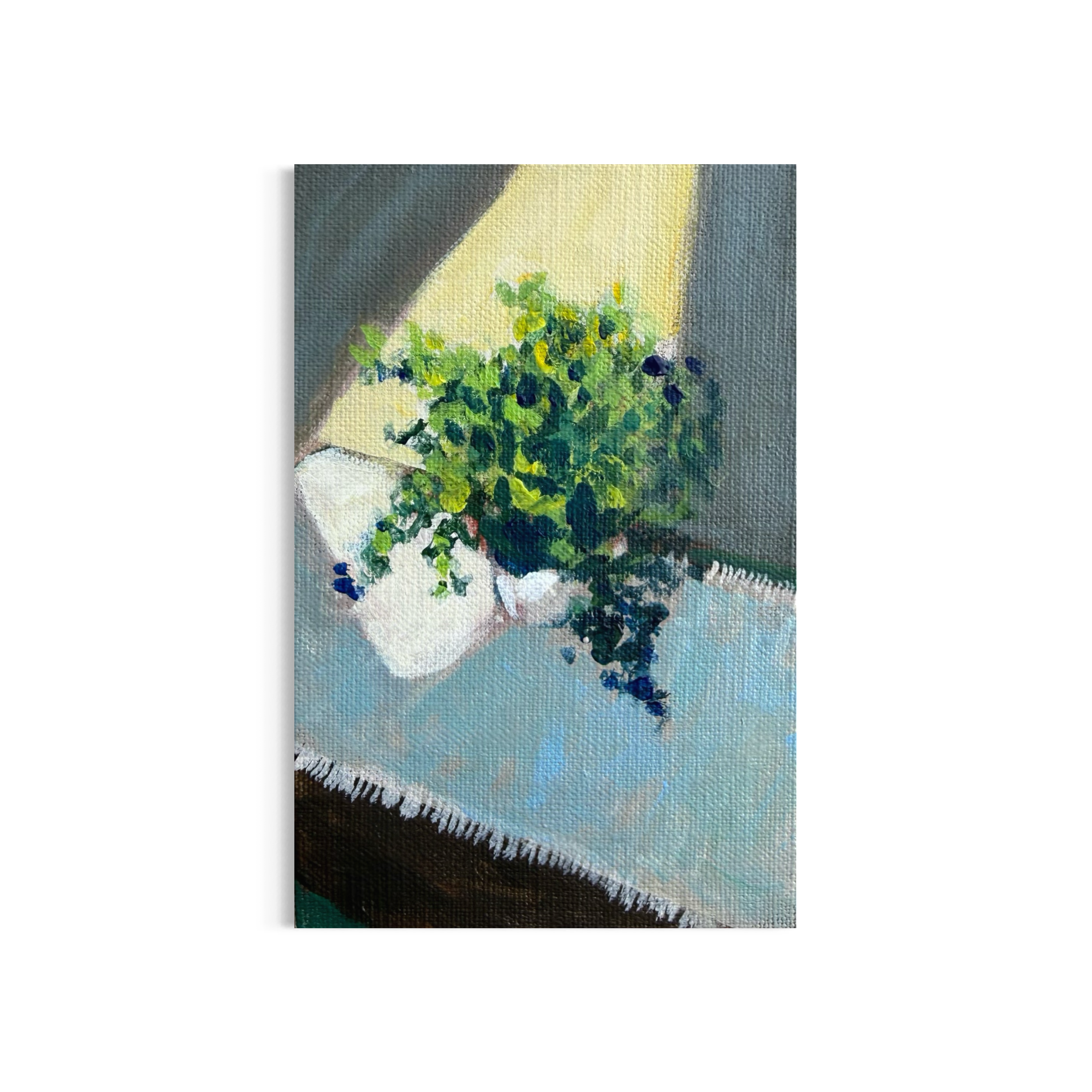 95/100: Plant in the Sun | Original Acrylic Painting on linen board, 4x6