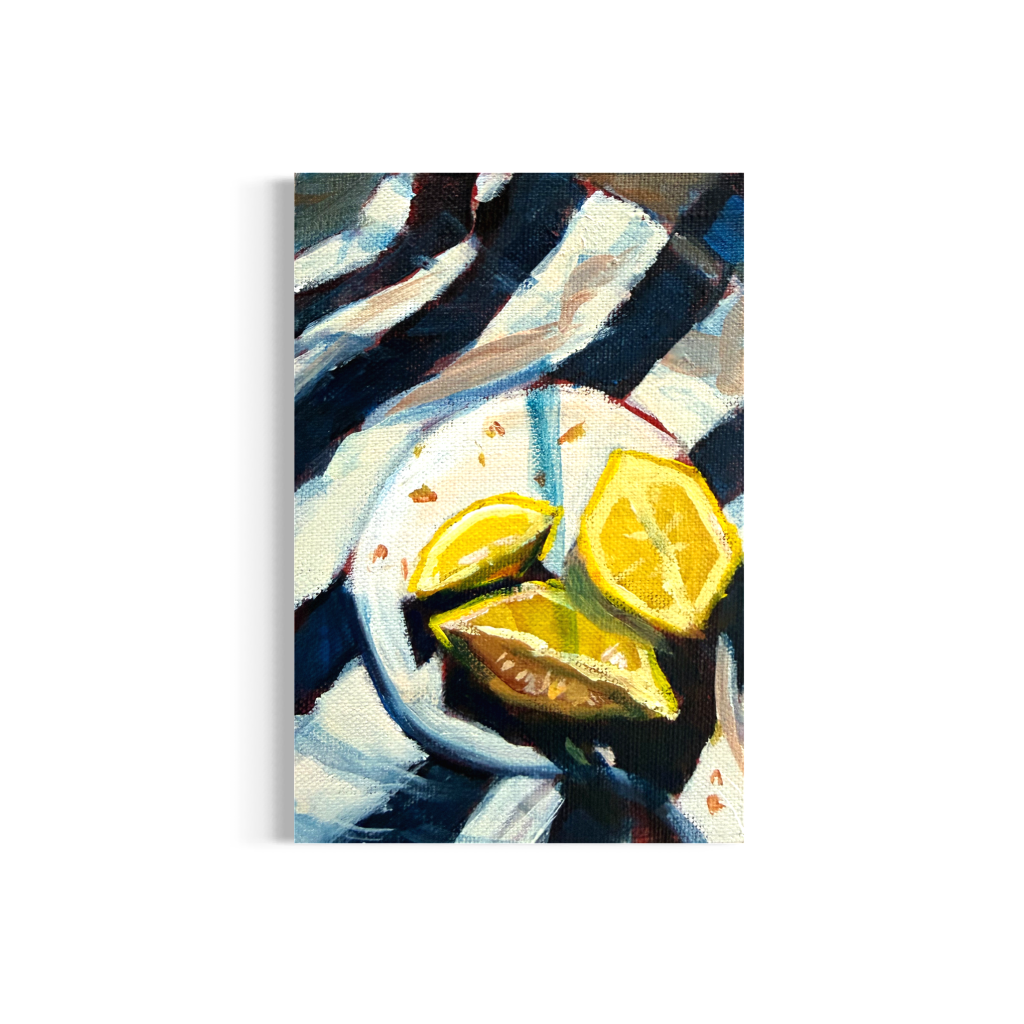 6/100: Lemons | Original Acrylic Painting on linen board, 4x6"