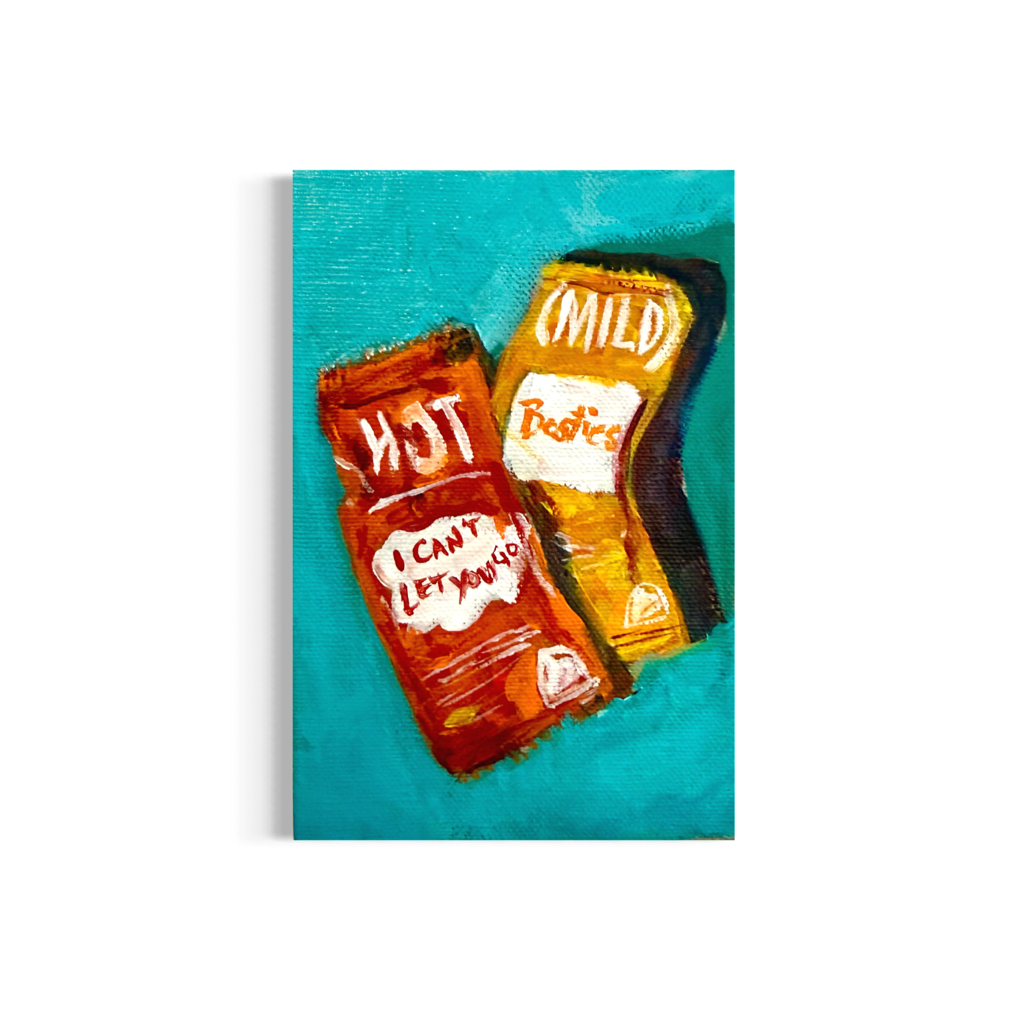 58/100: Taco Bell Hot Sauce | Original Acrylic Painting on linen board, 4x6"