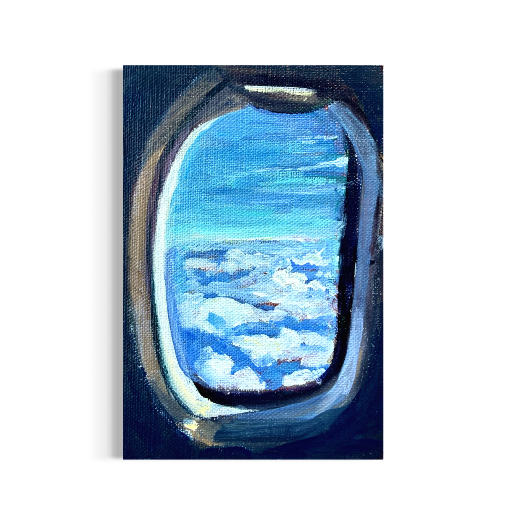 31/100: Airplane Window | Original Acrylic Painting on linen board, 4x6"