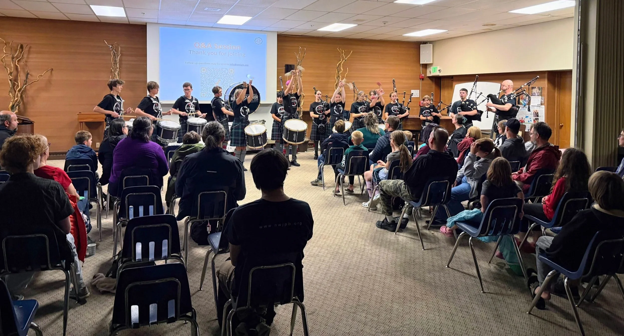 Northwest Junior Pipe Band performing at their fall Open House event