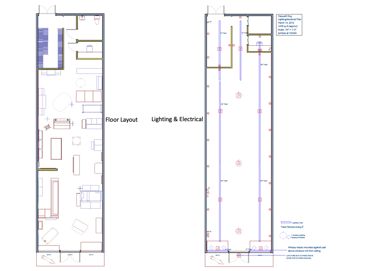 Floor layout and lighting and electrical plan