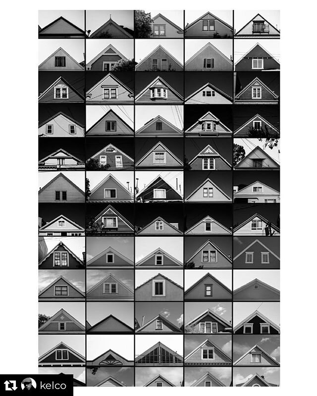 Repost from @kelco
&bull;
Every pointy roof in Potrero &amp; Bernal. 
Love this. #aframe