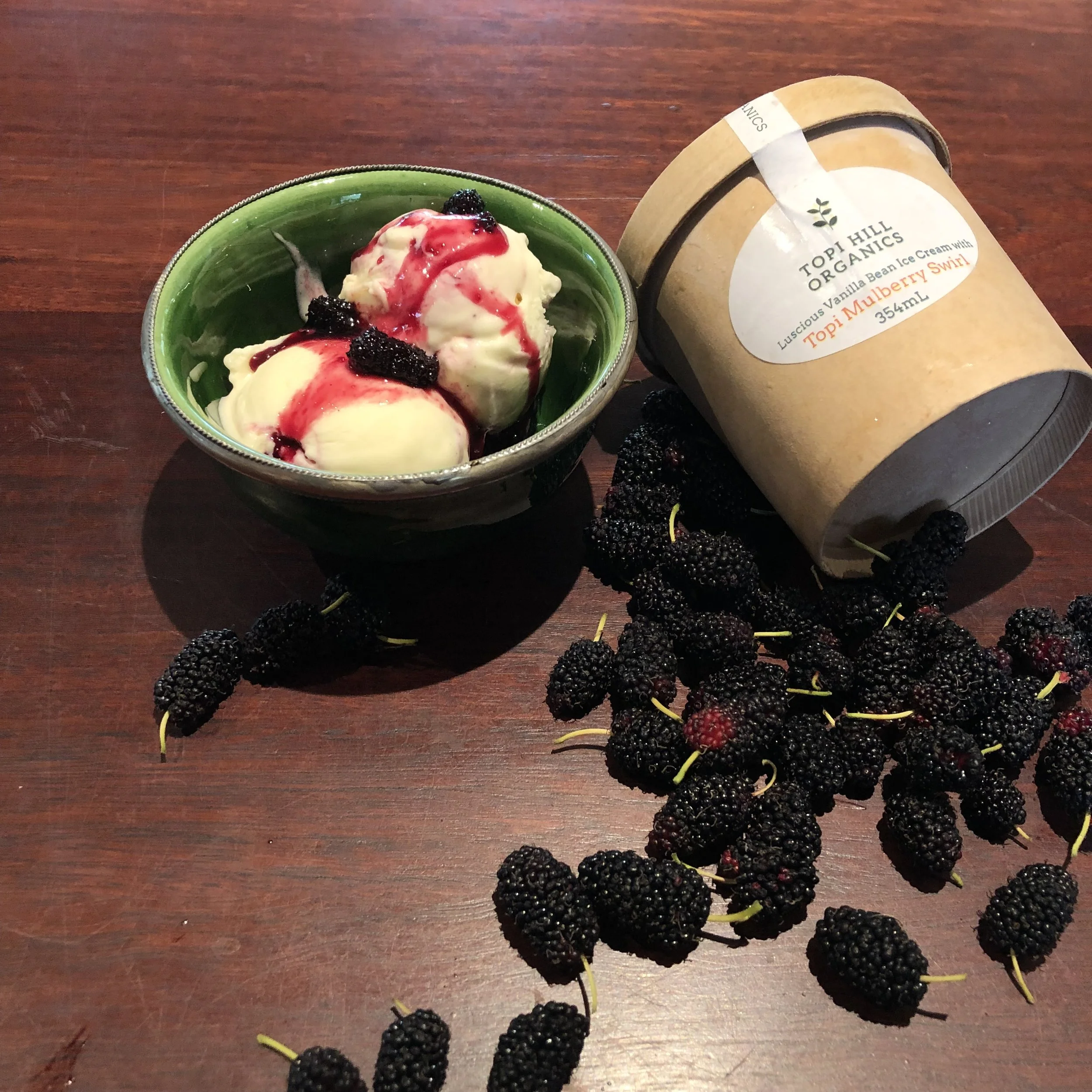 Vanilla and Mulberry Swirl Icecream – Topi Hill Organics